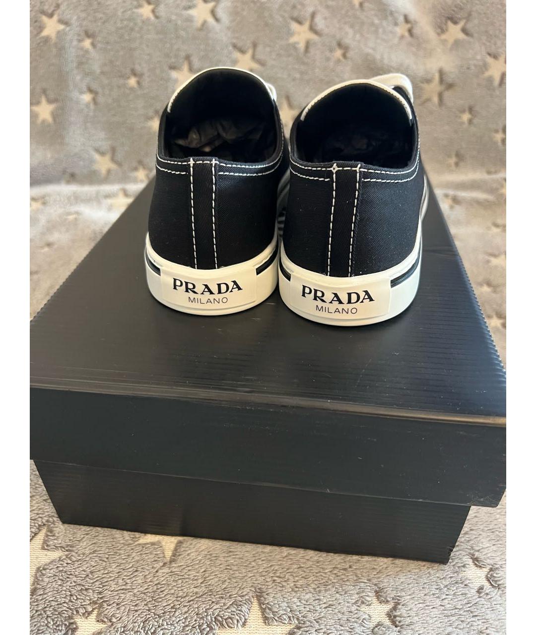 PRADA Черные текстильные кеды, фото 4