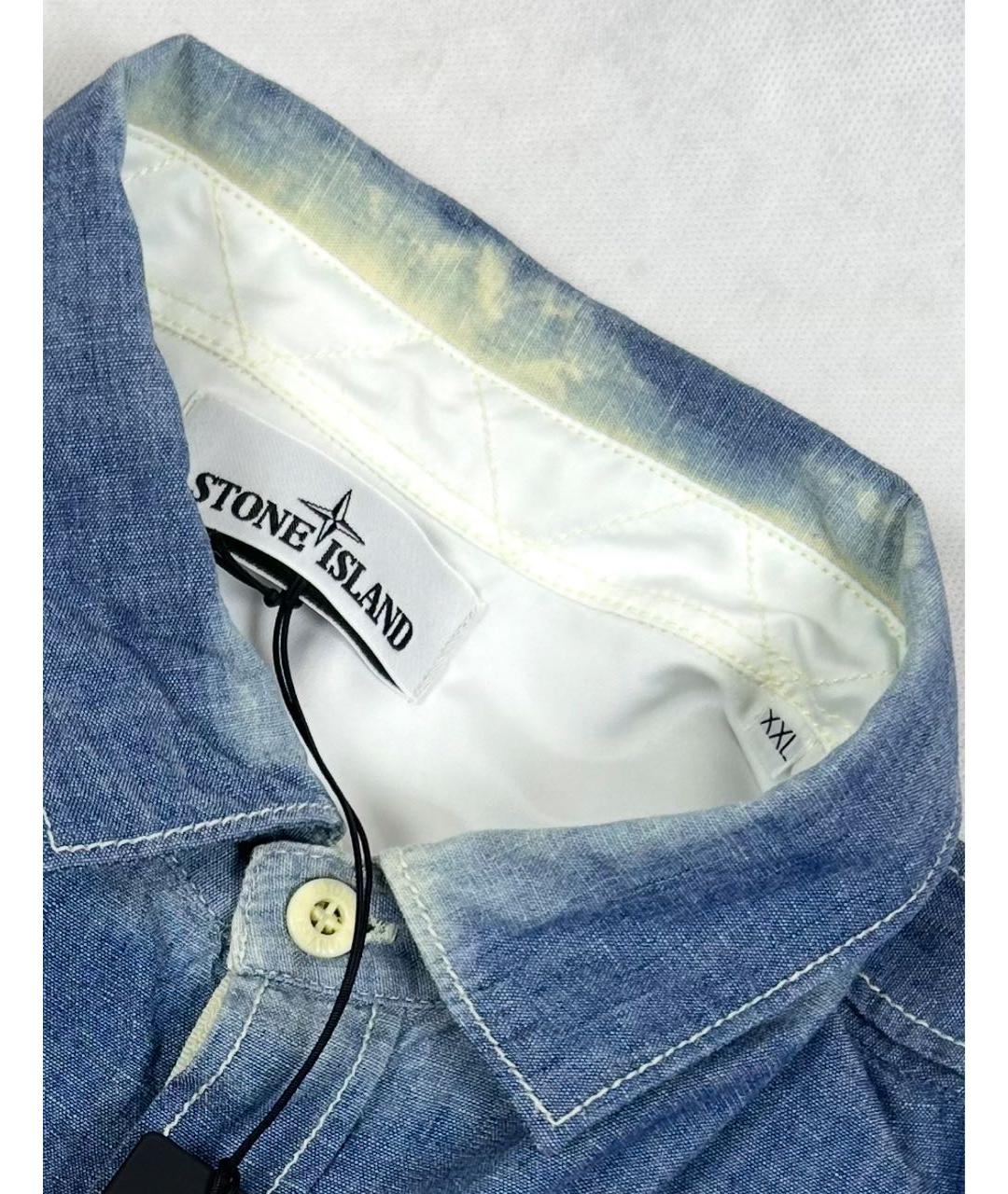 STONE ISLAND Синяя хлопковая кэжуал рубашка, фото 5