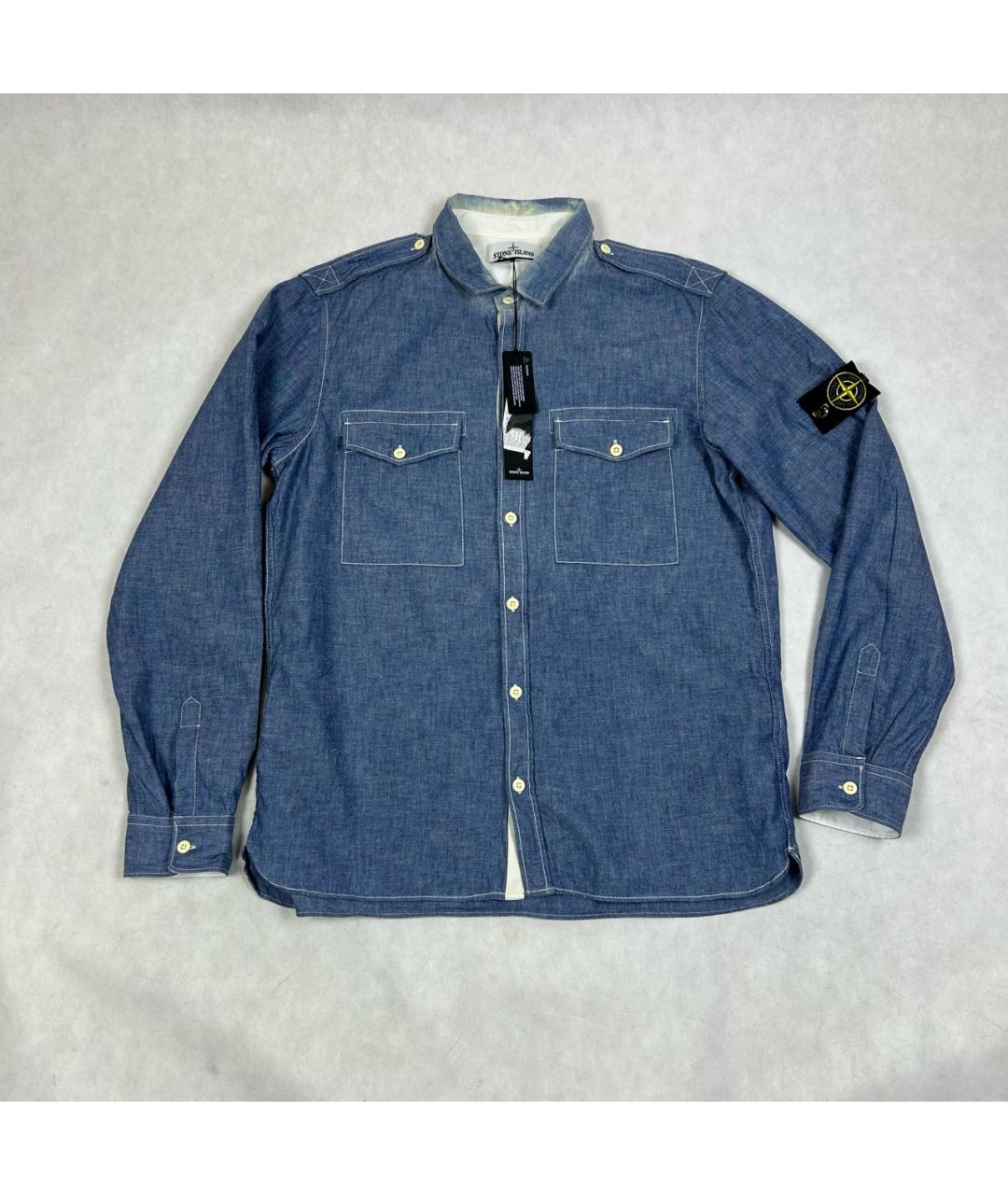 STONE ISLAND Синяя хлопковая кэжуал рубашка, фото 7
