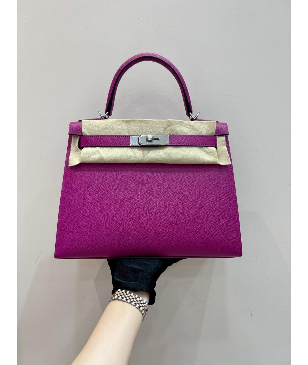 HERMES Фиолетовая кожаная сумка через плечо, фото 3