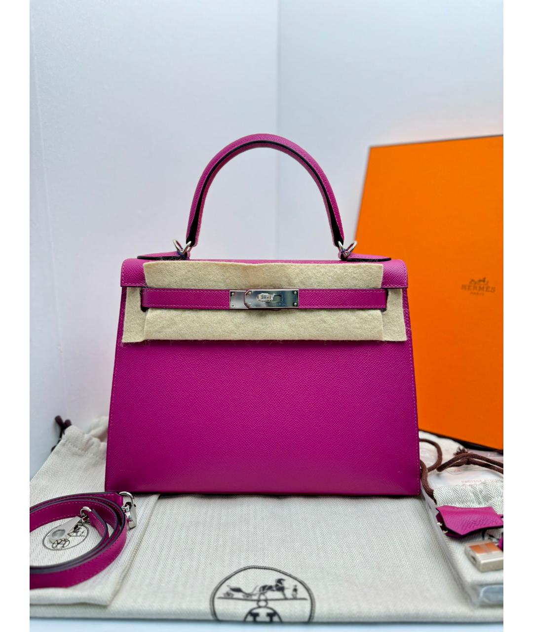 HERMES Фиолетовая кожаная сумка через плечо, фото 2