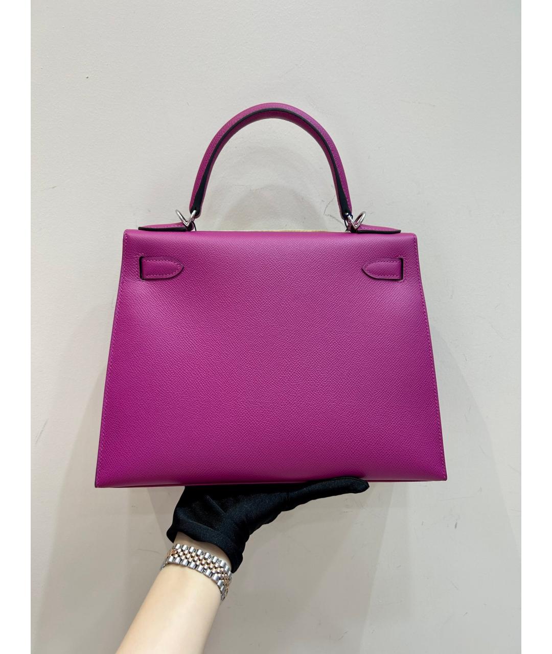 HERMES Фиолетовая кожаная сумка через плечо, фото 4