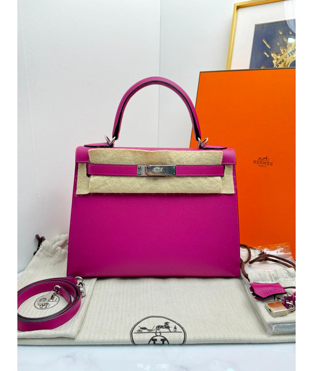 HERMES Фиолетовая кожаная сумка через плечо, фото 10
