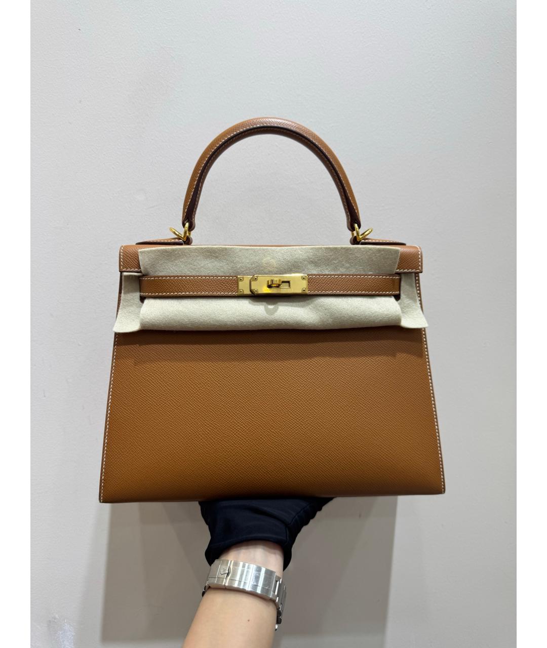 HERMES Коричневая кожаная сумка через плечо, фото 3
