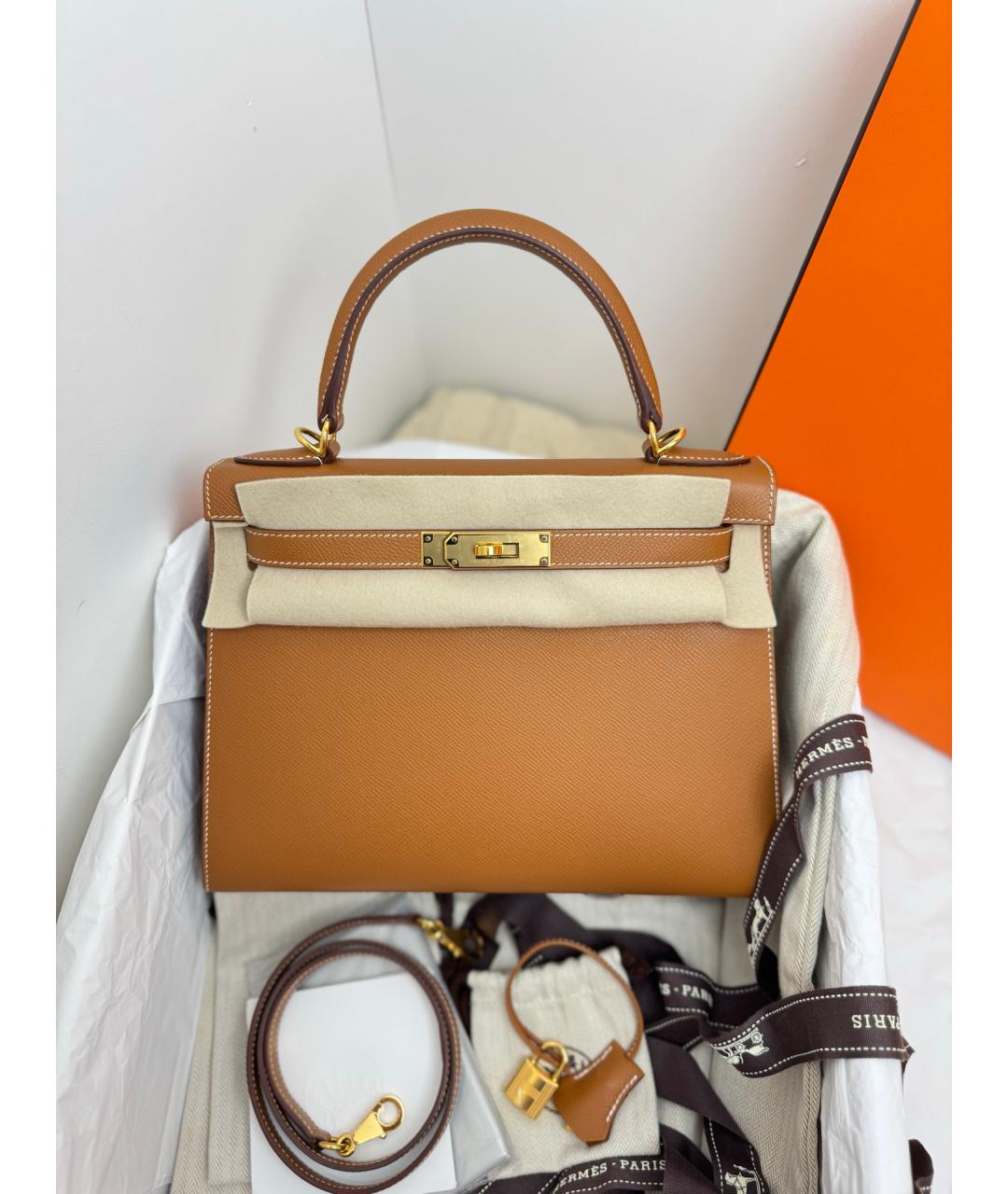 HERMES Коричневая кожаная сумка через плечо, фото 2