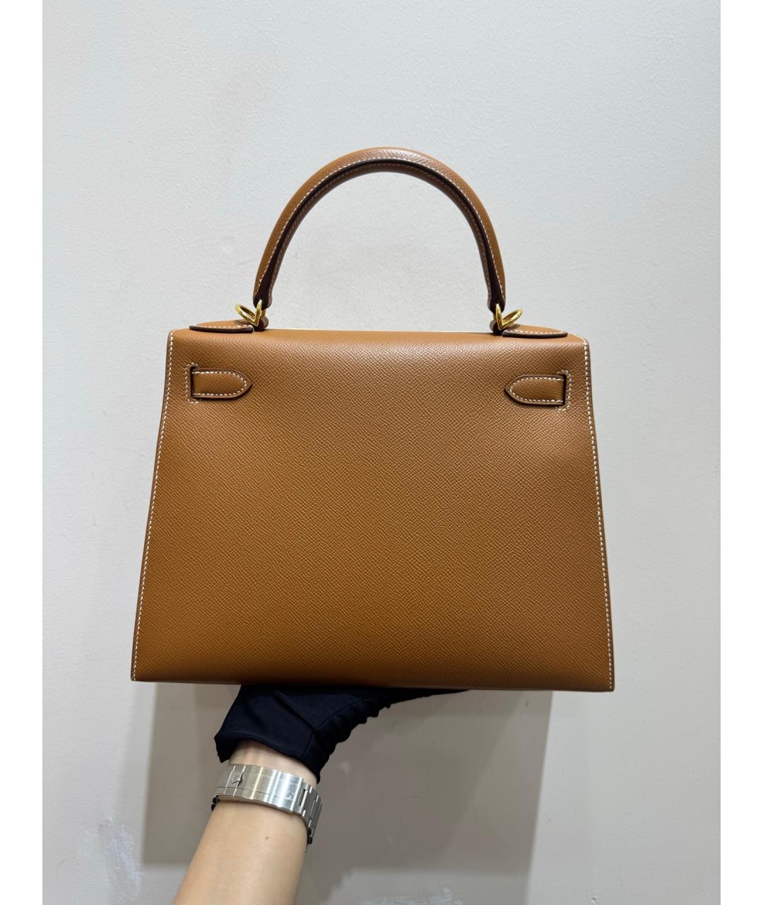 HERMES Коричневая кожаная сумка через плечо, фото 4