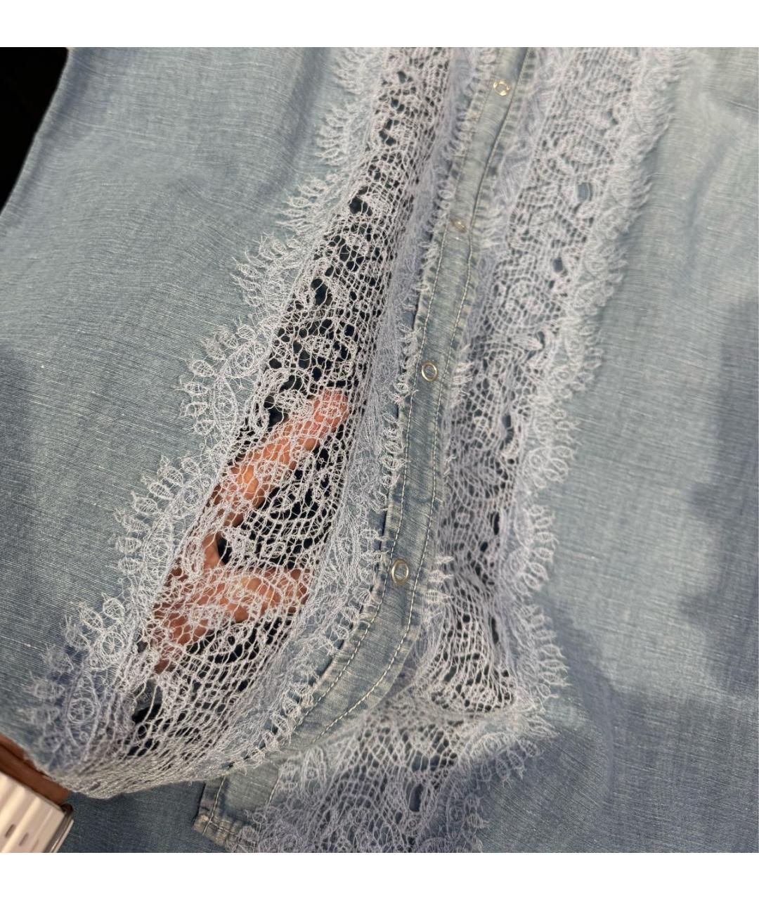 ERMANNO SCERVINO Голубая хлопковая рубашка, фото 4