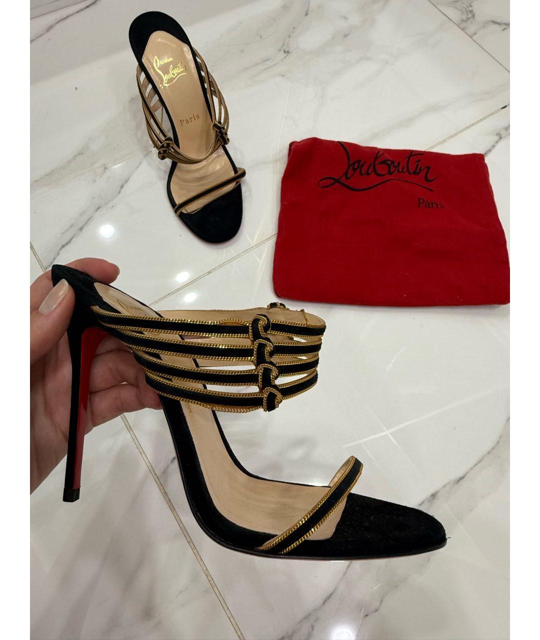 CHRISTIAN LOUBOUTIN Черные замшевые босоножки, фото 8