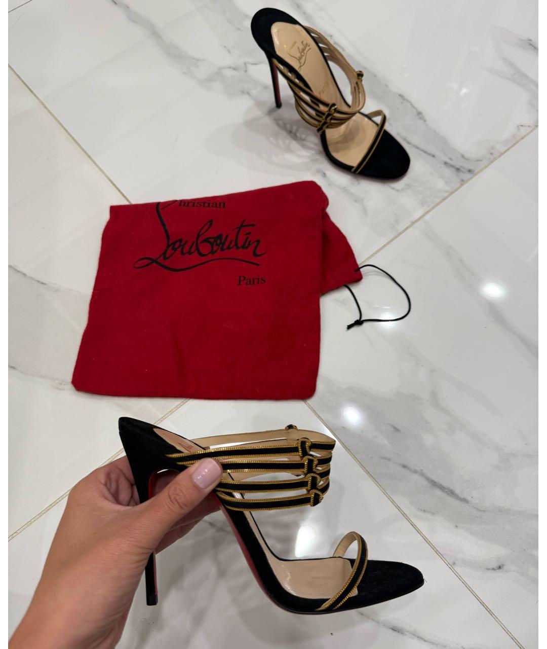 CHRISTIAN LOUBOUTIN Черные замшевые босоножки, фото 7