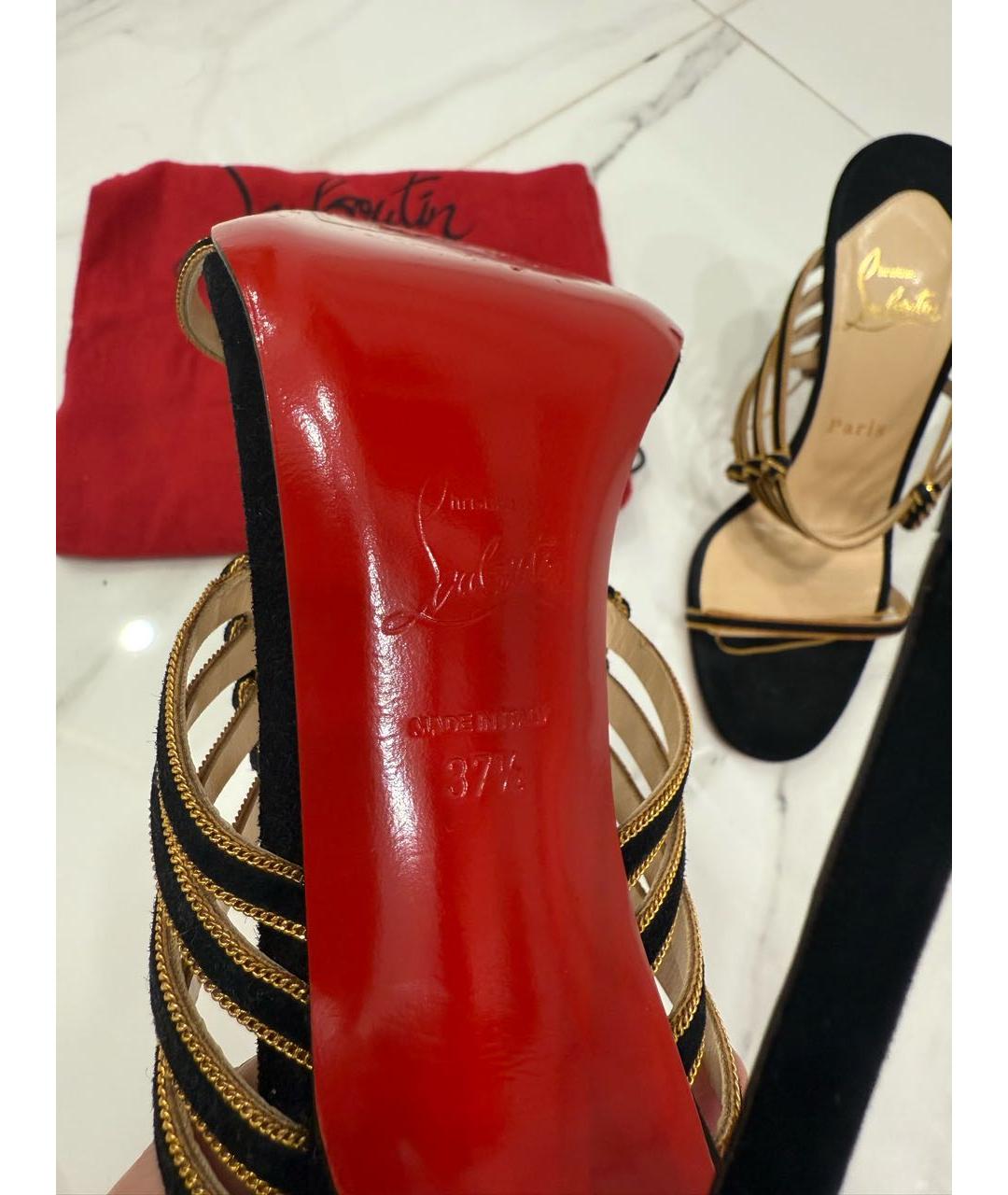CHRISTIAN LOUBOUTIN Черные замшевые босоножки, фото 6