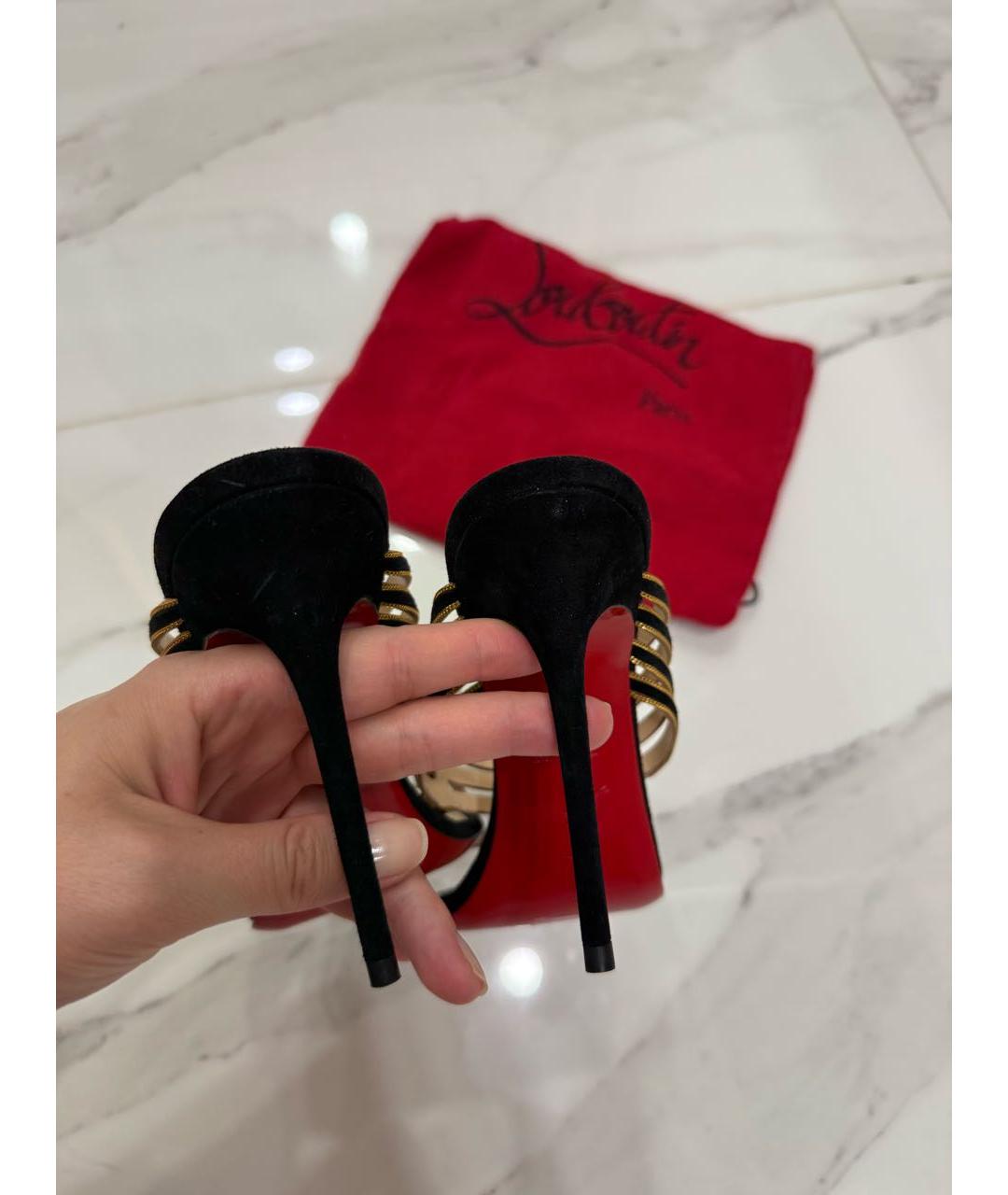 CHRISTIAN LOUBOUTIN Черные замшевые босоножки, фото 5