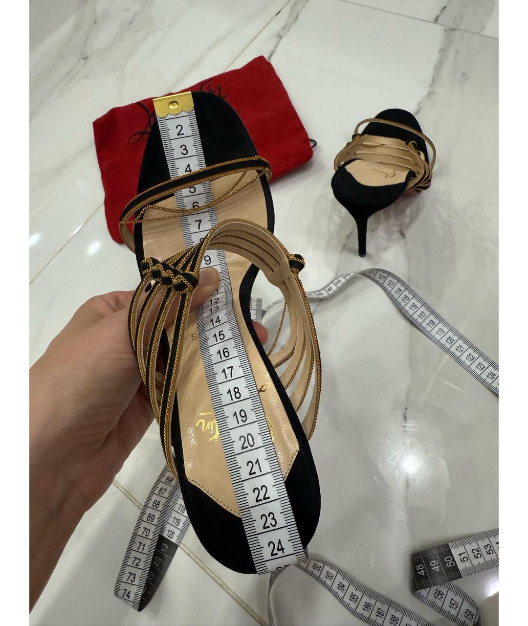CHRISTIAN LOUBOUTIN Черные замшевые босоножки, фото 7