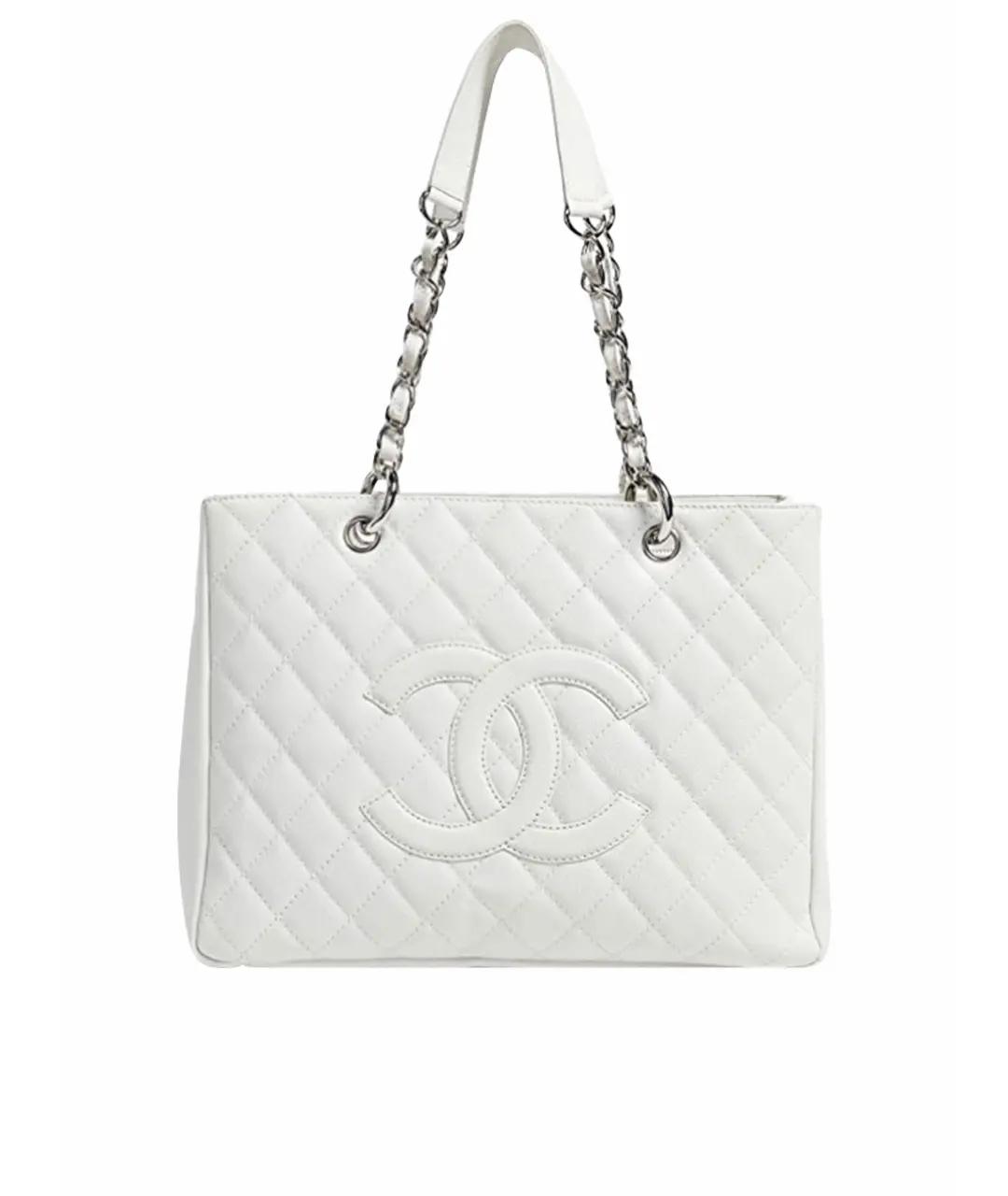 CHANEL Белая кожаная сумка тоут, фото 1