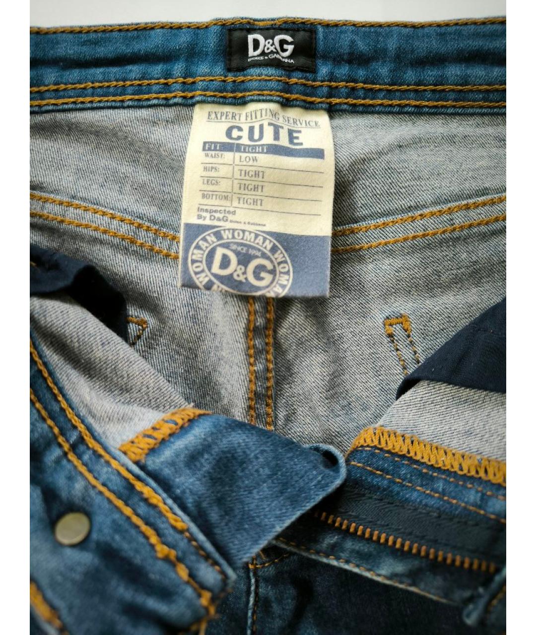DOLCE&GABBANA Синие хлопко-эластановые джинсы слим, фото 3