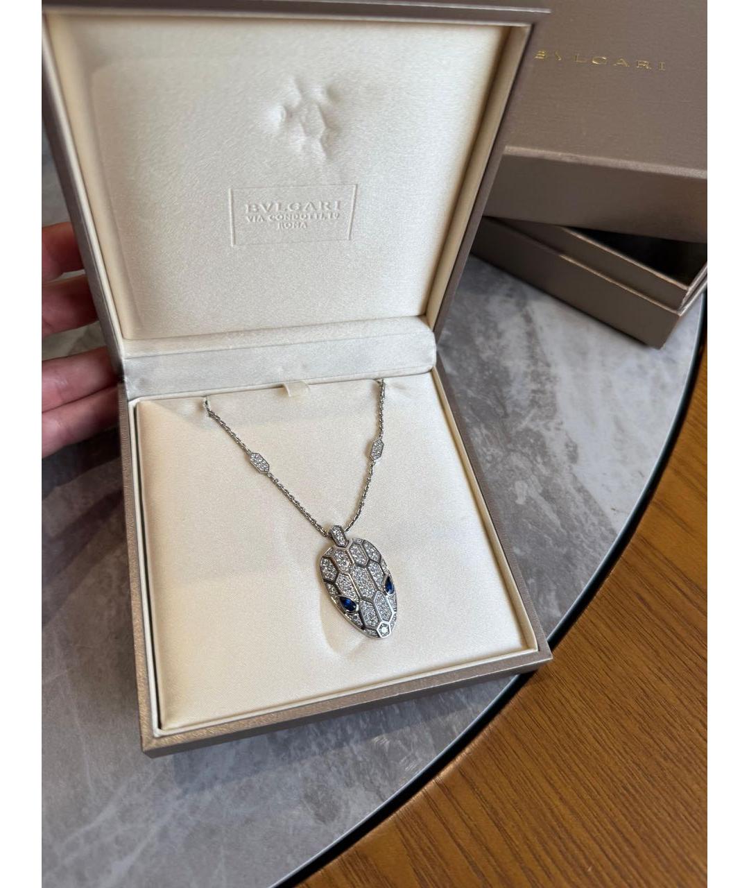 BVLGARI Белая подвеска из белого золота, фото 8