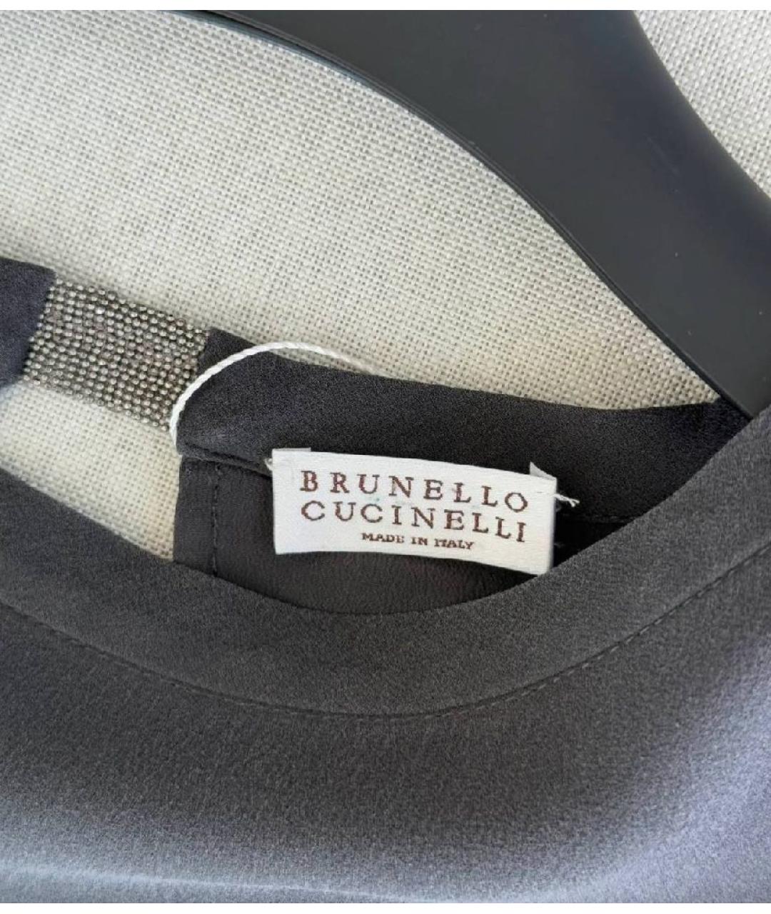 BRUNELLO CUCINELLI Серое шелковое повседневное платье, фото 3