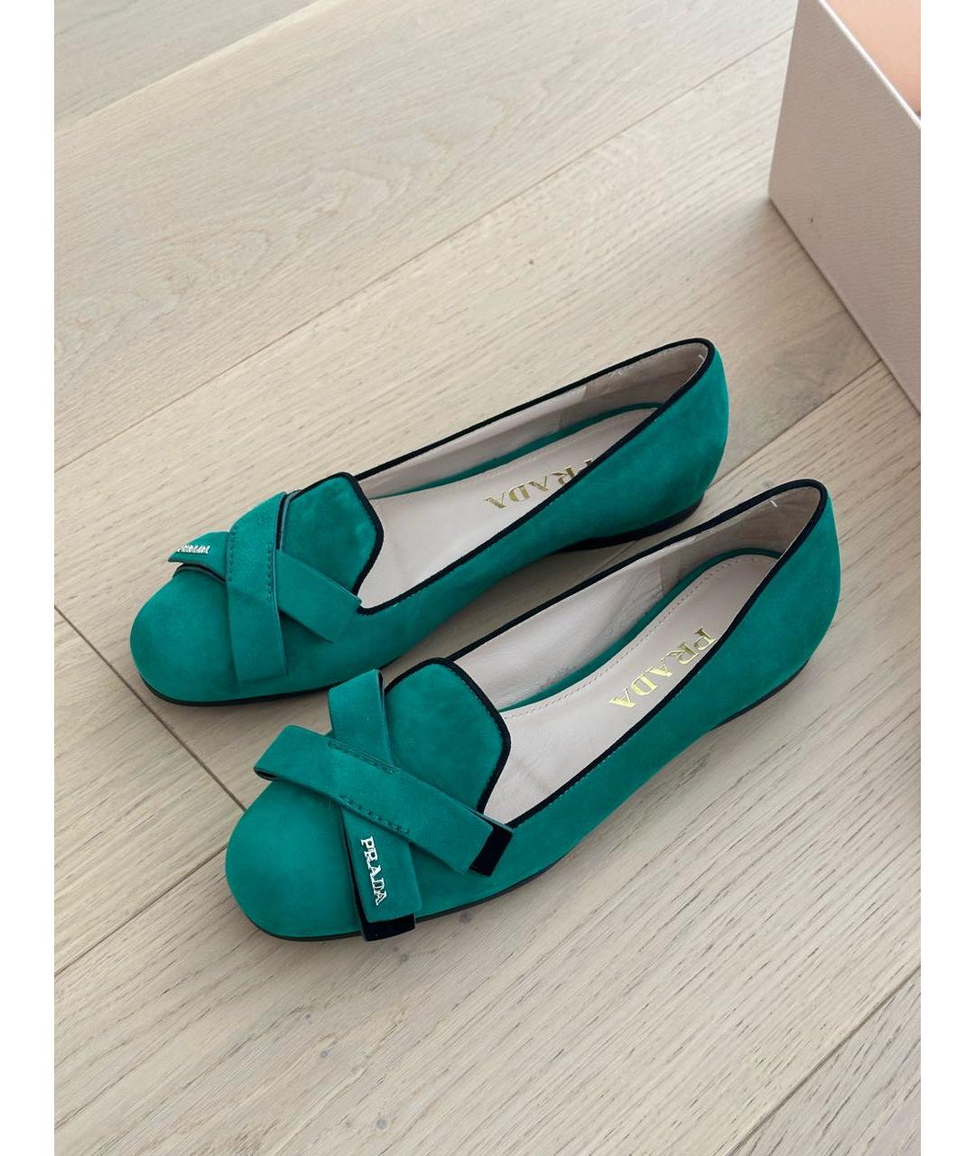 PRADA Бирюзовые замшевые балетки, фото 2