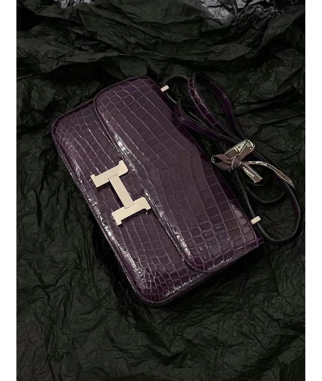 HERMES Фиолетовая кожаная сумка через плечо, фото 8