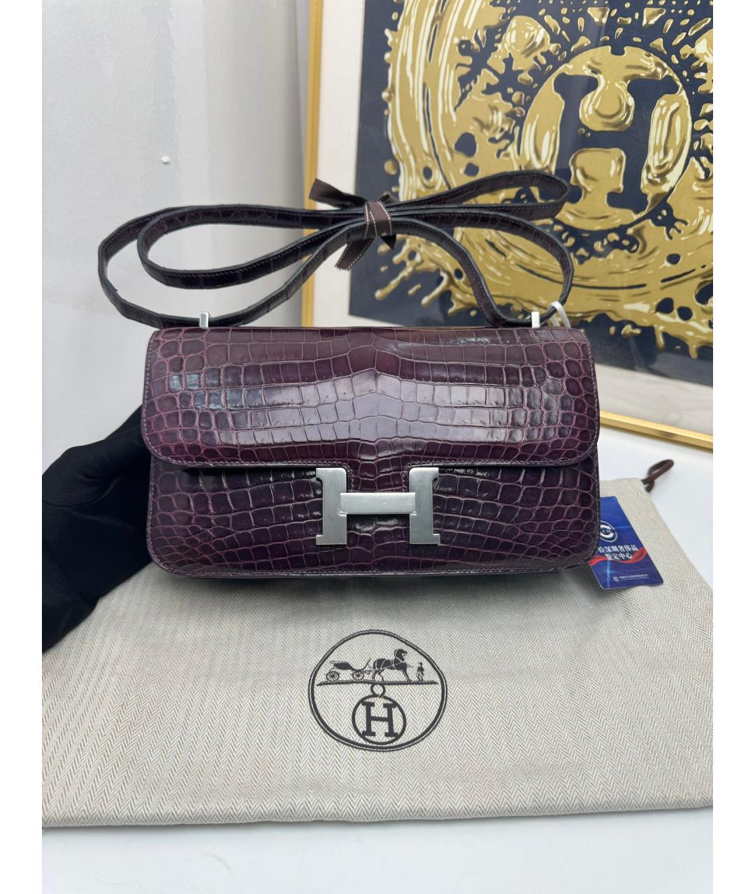 HERMES Фиолетовая кожаная сумка через плечо, фото 10