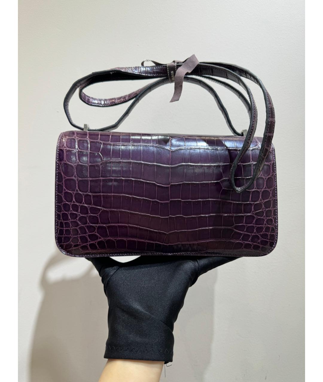 HERMES Фиолетовая кожаная сумка через плечо, фото 3