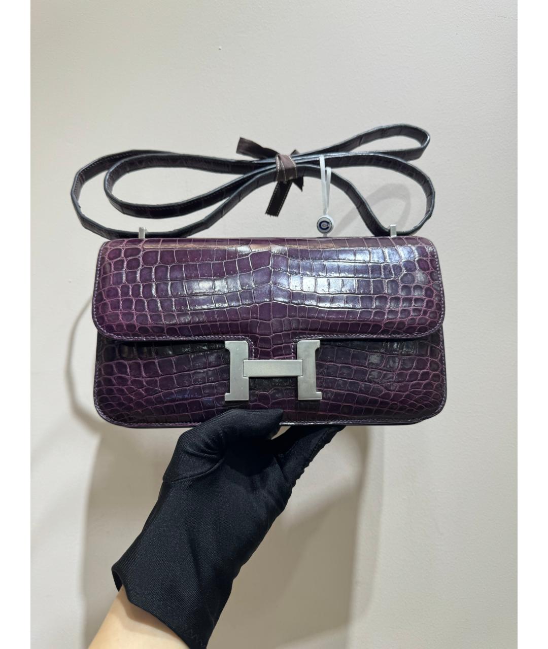 HERMES Фиолетовая кожаная сумка через плечо, фото 2