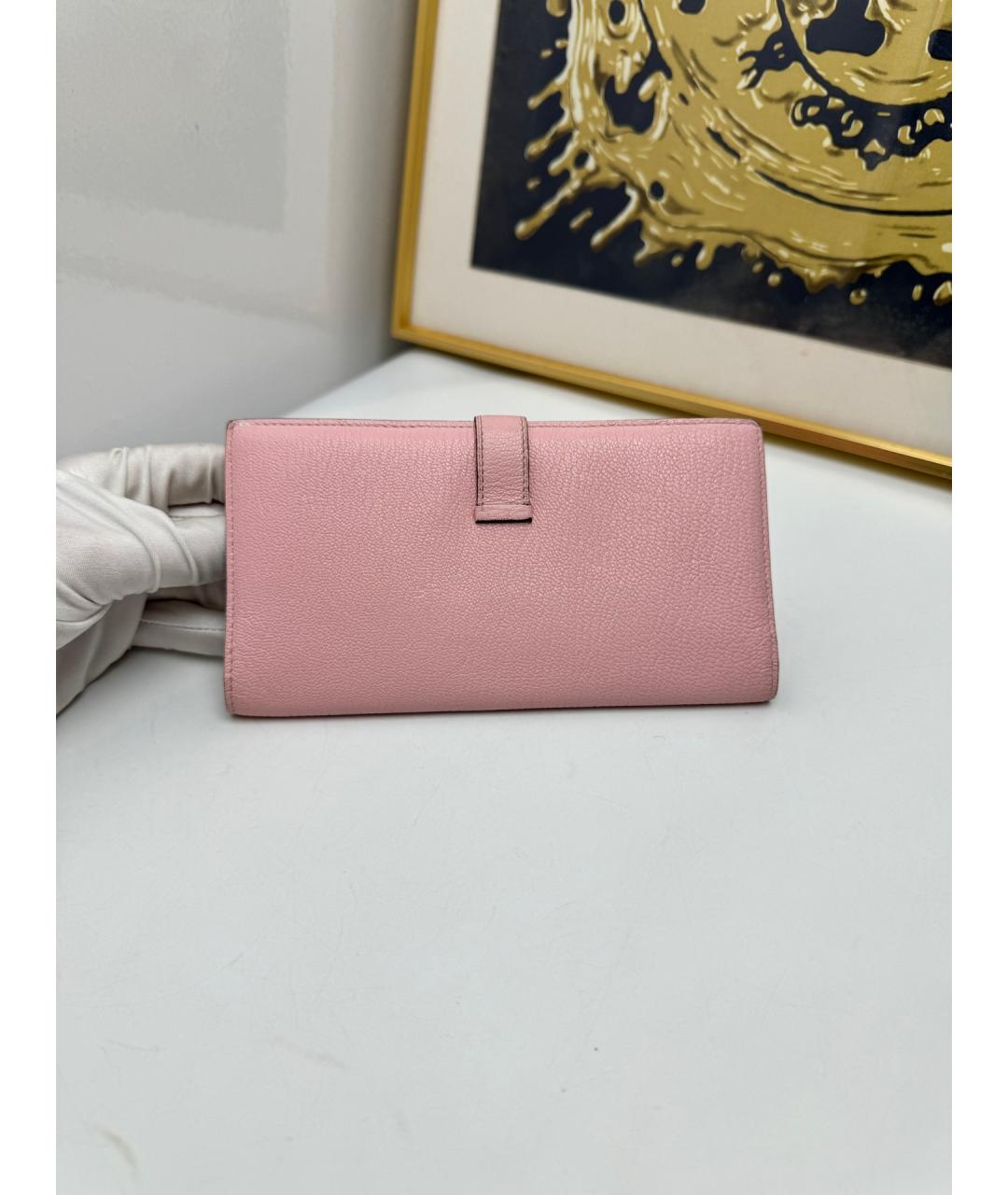 HERMES Розовый кожаный кошелек, фото 2