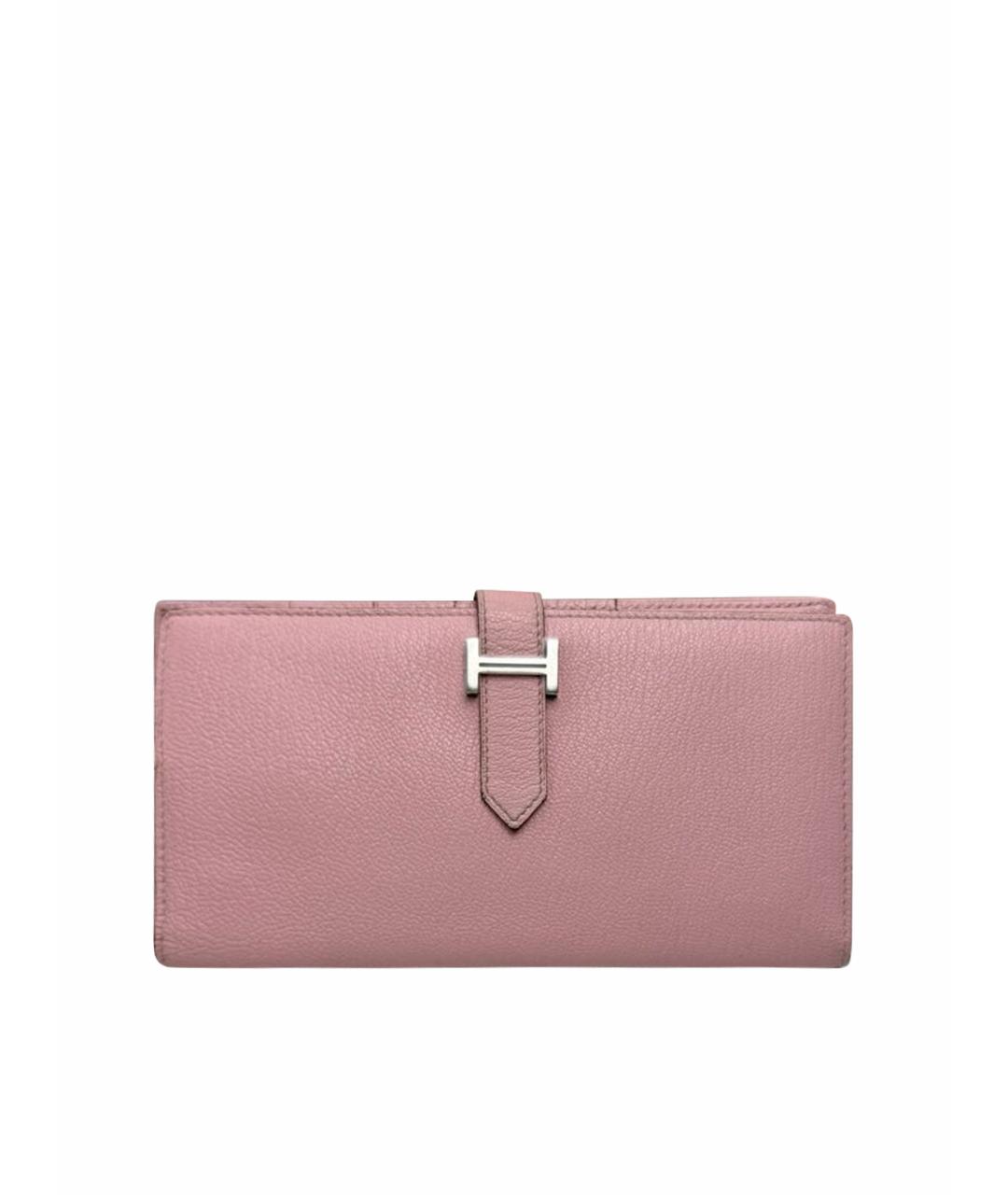HERMES Розовый кожаный кошелек, фото 1