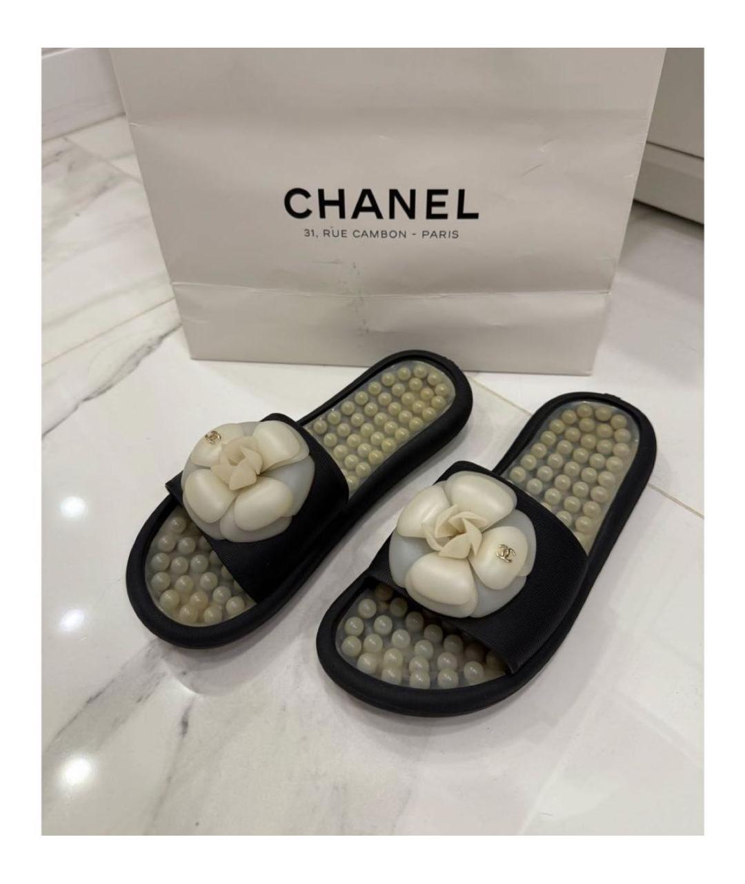 CHANEL Черные шлепанцы, фото 4