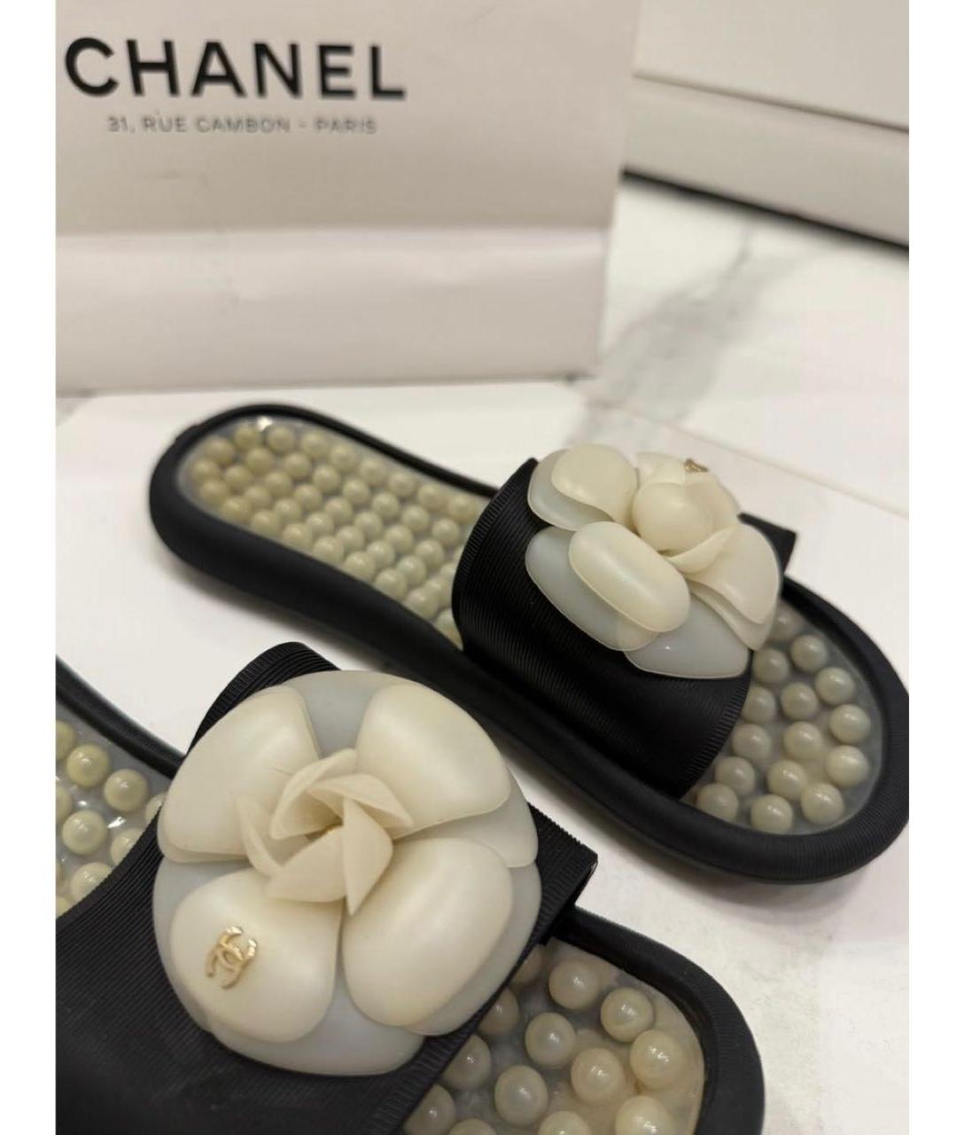 CHANEL Черные шлепанцы, фото 2