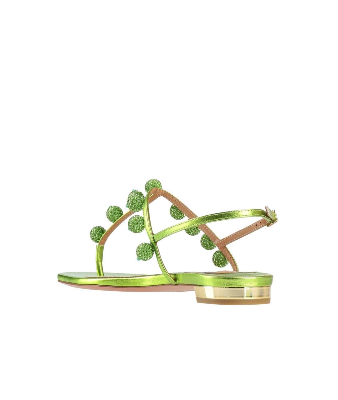 AQUAZZURA Зеленые кожаные сандалии, фото 4