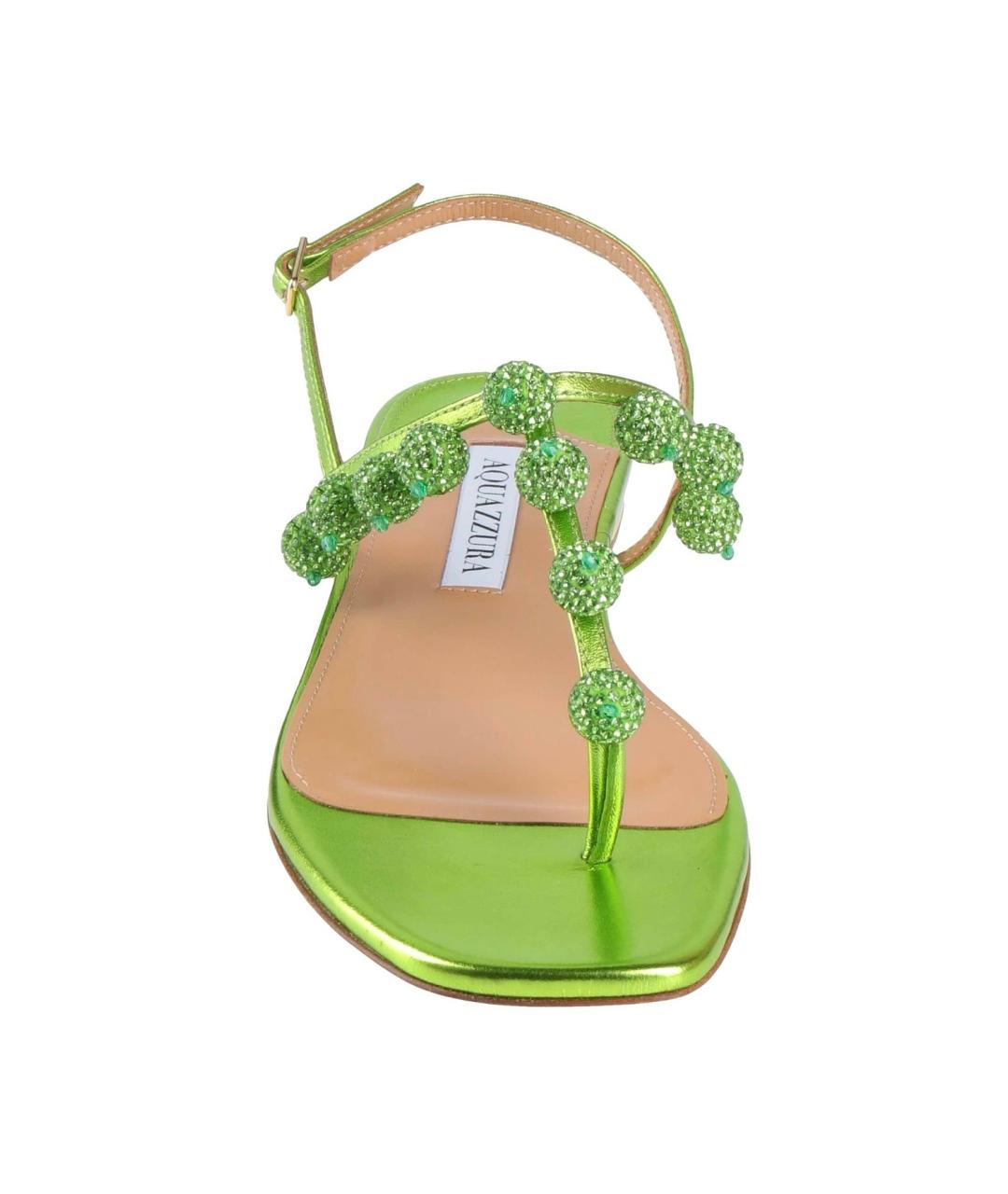 AQUAZZURA Зеленые кожаные сандалии, фото 3