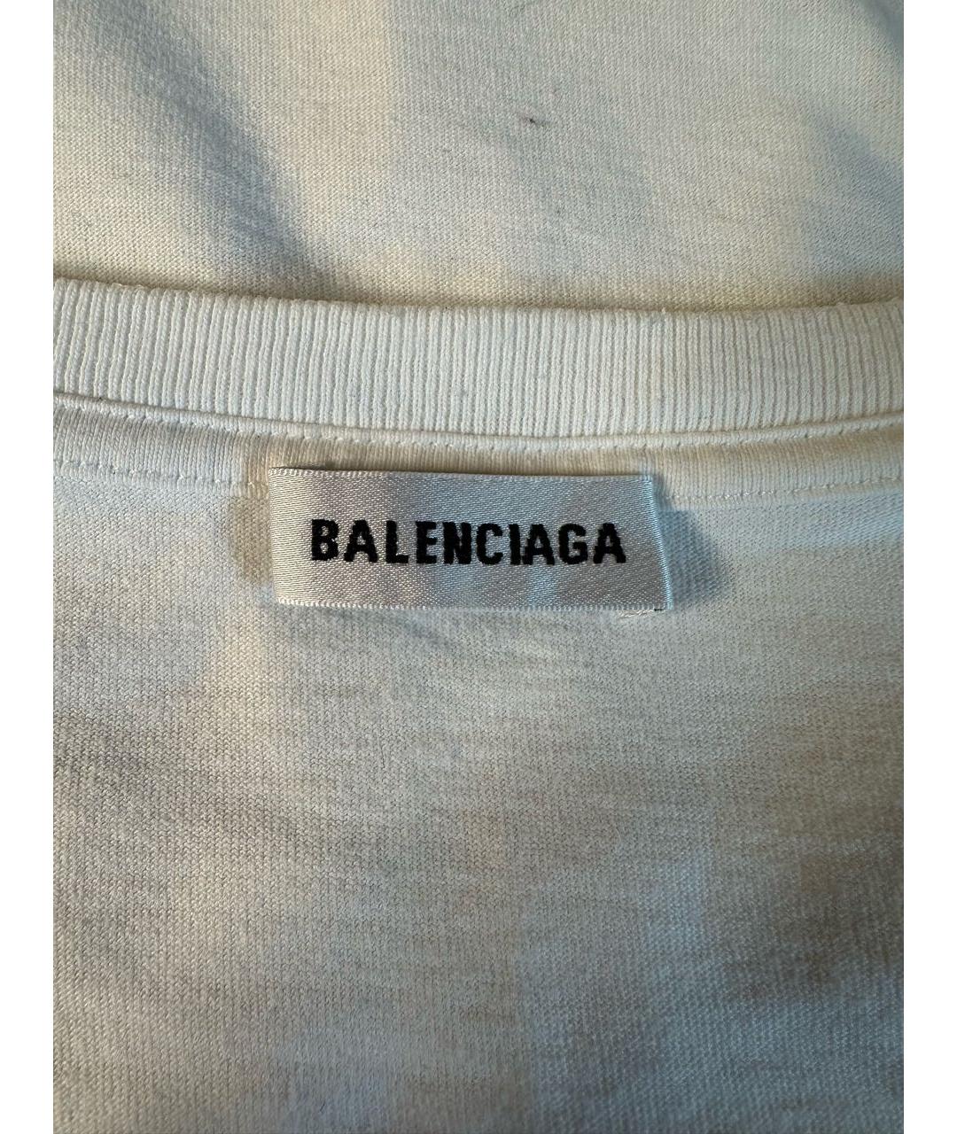 BALENCIAGA Белая хлопковая футболка, фото 4