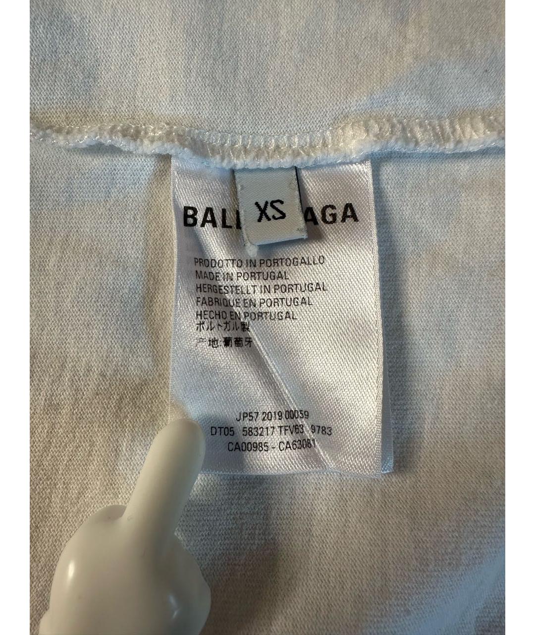BALENCIAGA Белая хлопковая футболка, фото 5