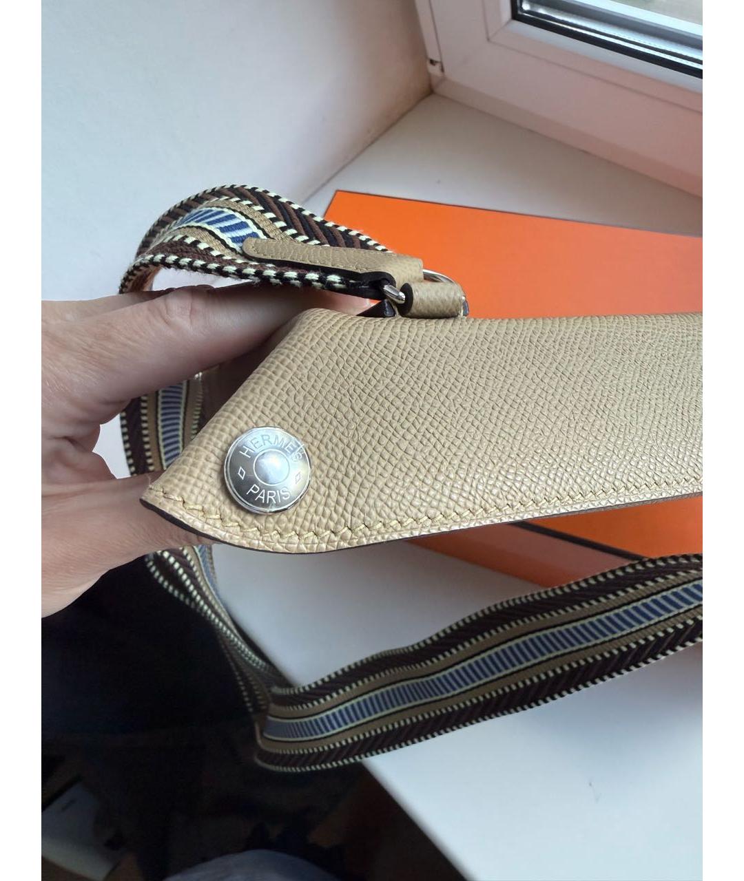 HERMES Бежевая кожаная сумка через плечо, фото 4