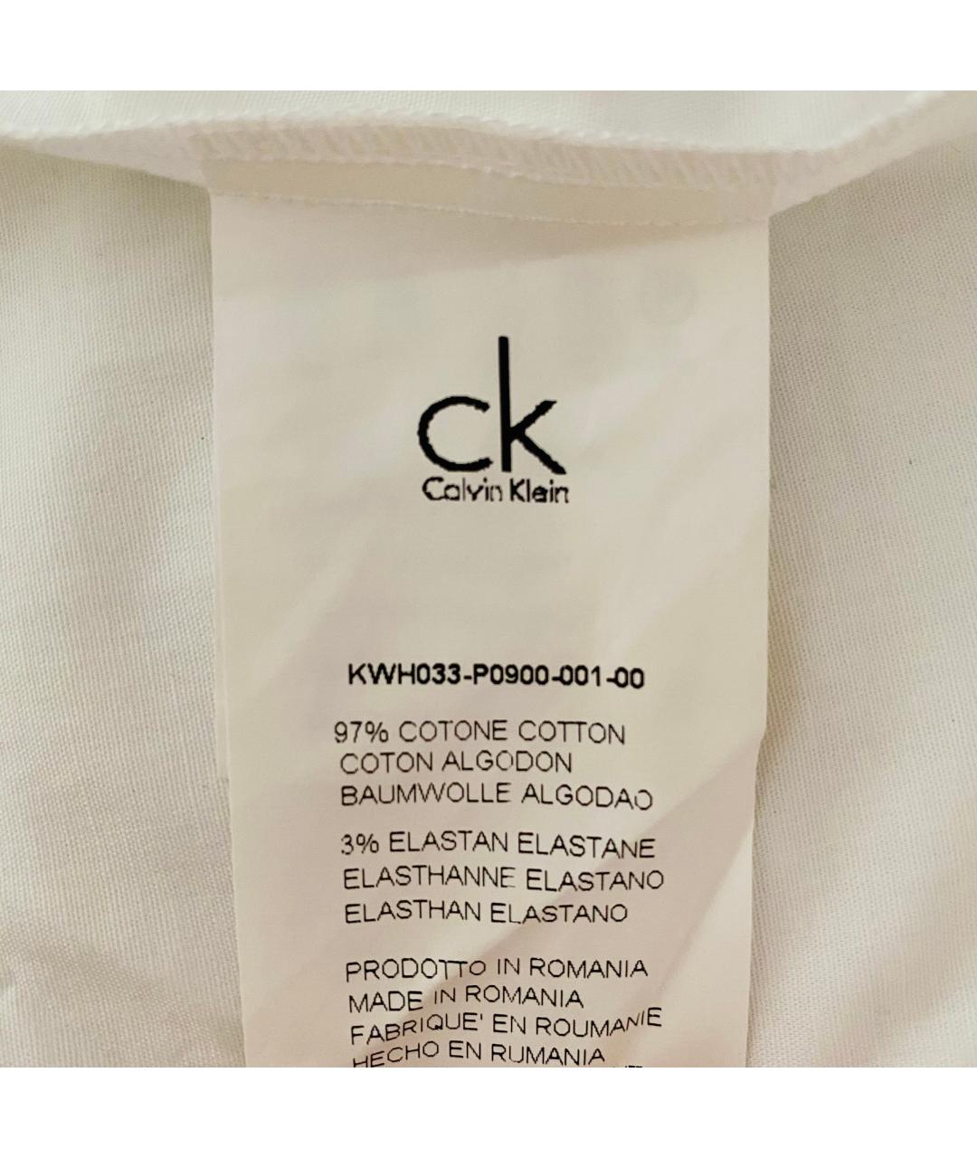 CALVIN KLEIN Белая хлопко-эластановая рубашка, фото 3