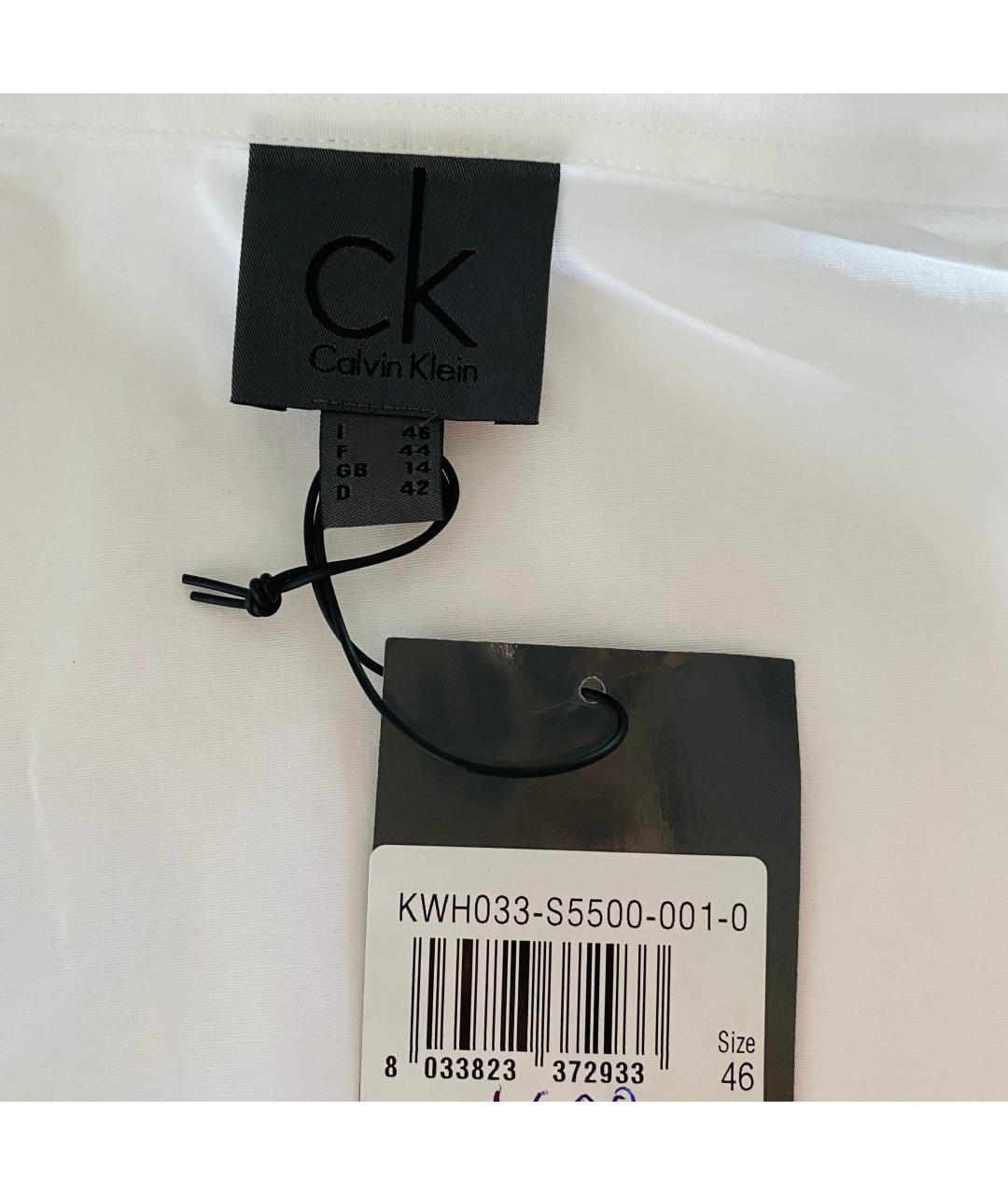 CALVIN KLEIN Белая хлопко-эластановая рубашка, фото 2