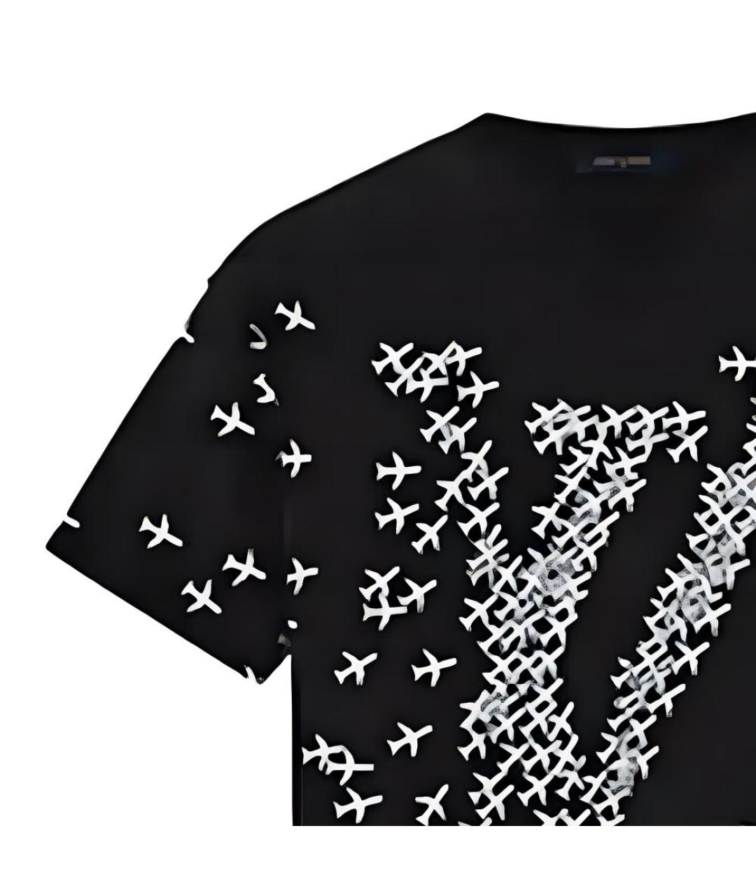 LOUIS VUITTON Черная хлопковая футболка, фото 4
