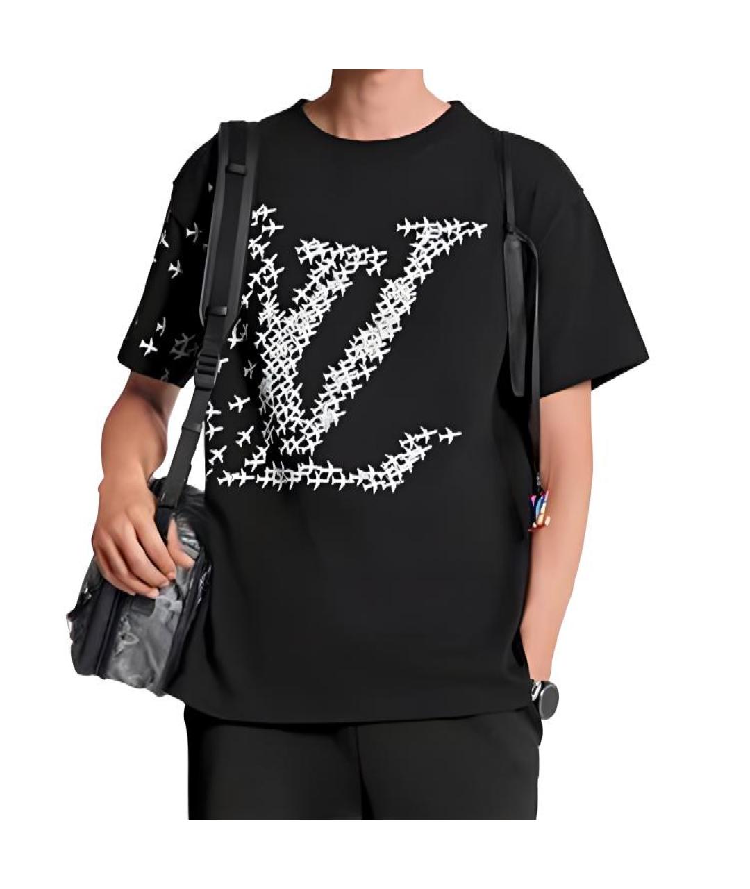 LOUIS VUITTON Черная хлопковая футболка, фото 3