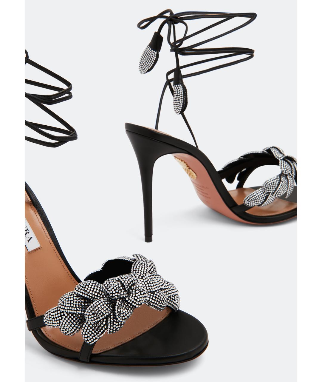 AQUAZZURA Черные кожаные босоножки, фото 7
