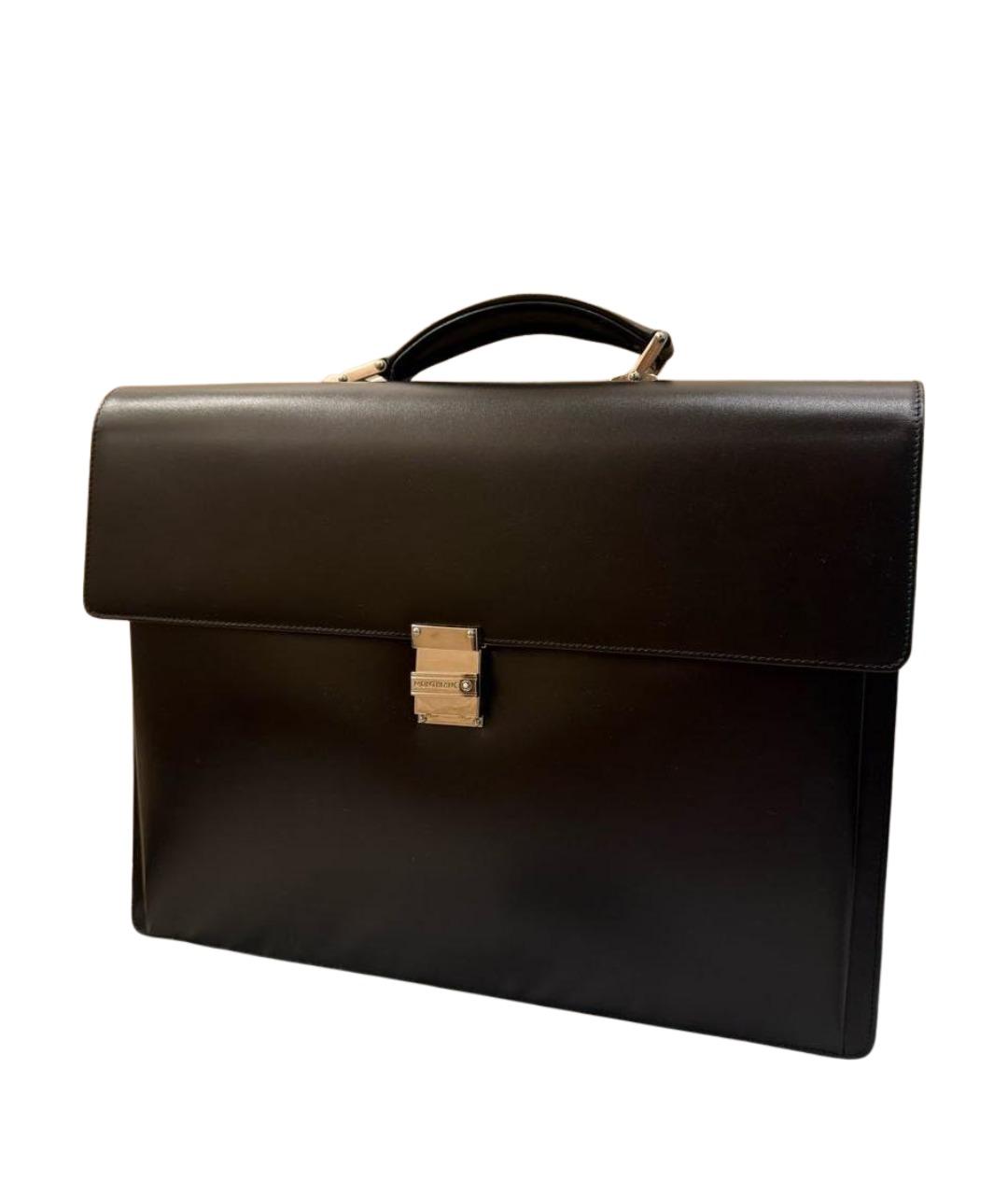 MONTBLANC Черный кожаный портфель, фото 4