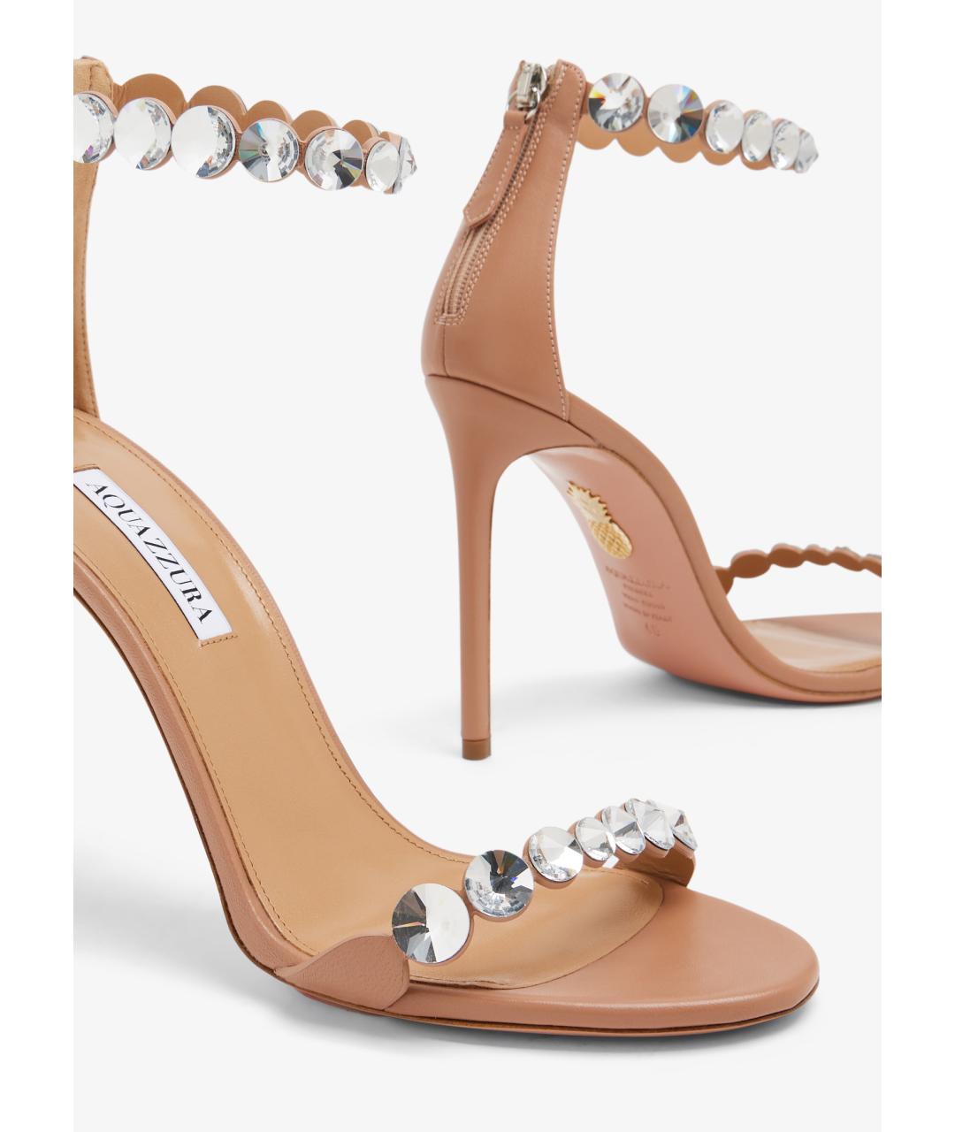 AQUAZZURA Бежевые кожаные босоножки, фото 6