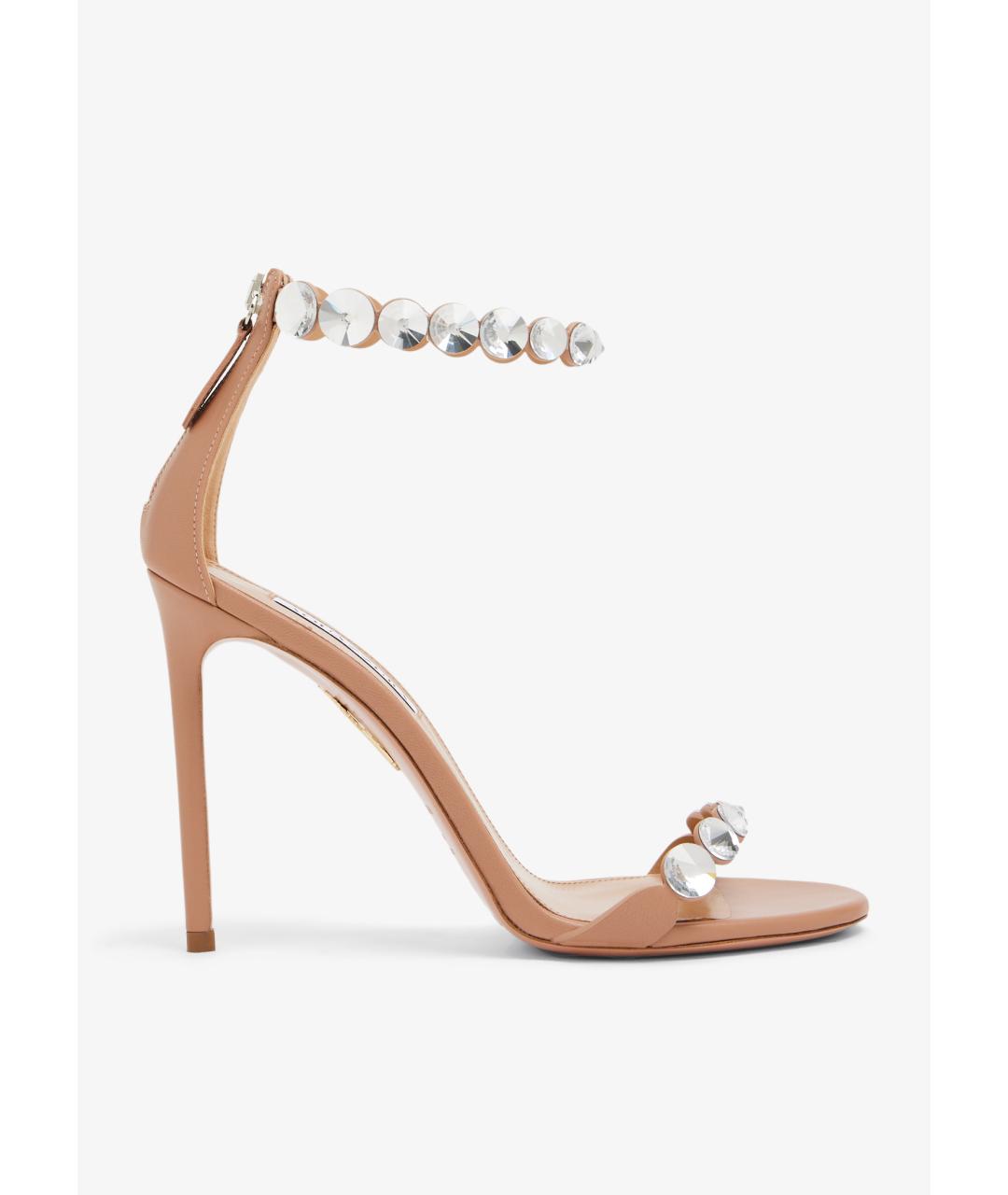 AQUAZZURA Бежевые кожаные босоножки, фото 8