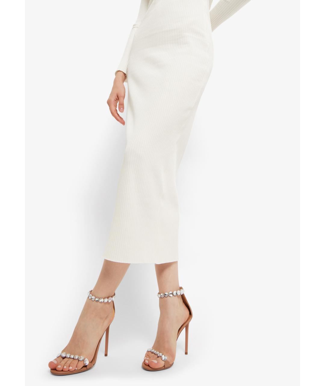 AQUAZZURA Бежевые кожаные босоножки, фото 7