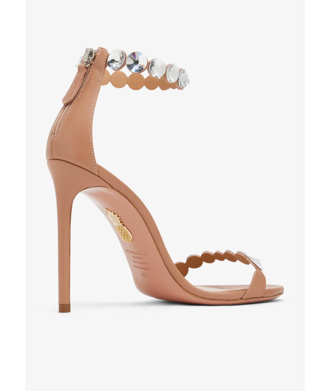 AQUAZZURA Бежевые кожаные босоножки, фото 4