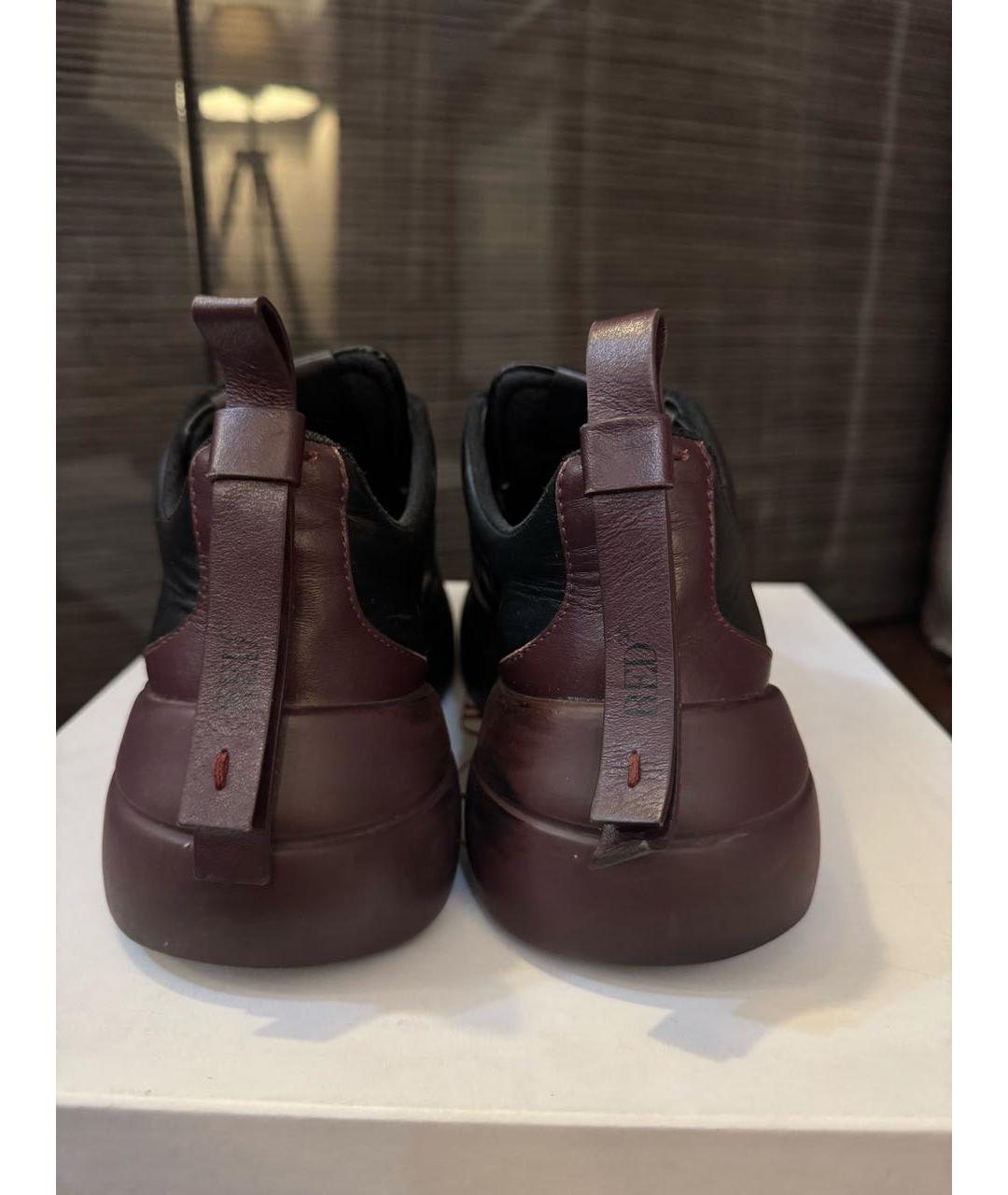 RED VALENTINO Черные кожаные кроссовки, фото 4