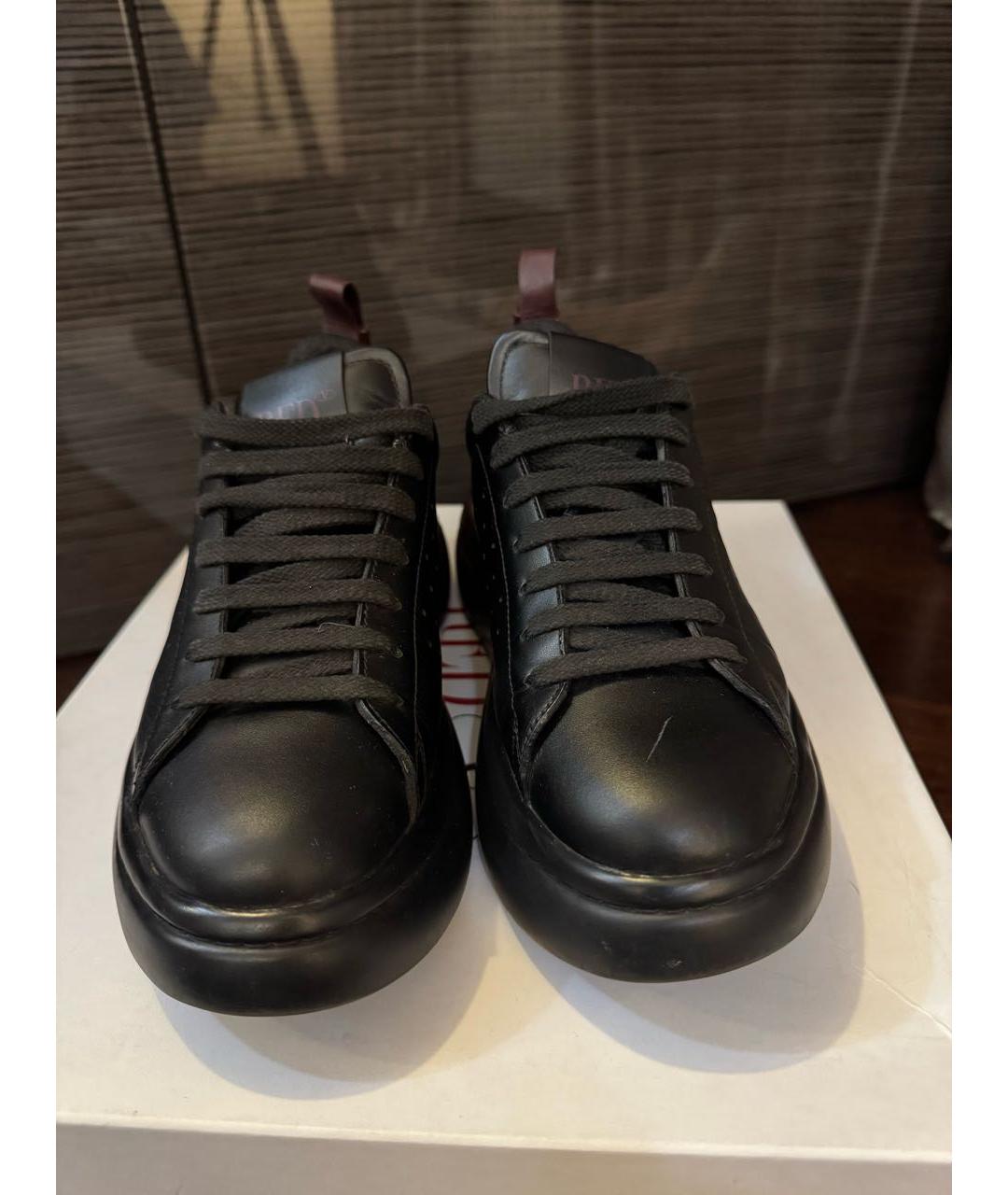 RED VALENTINO Черные кожаные кроссовки, фото 2