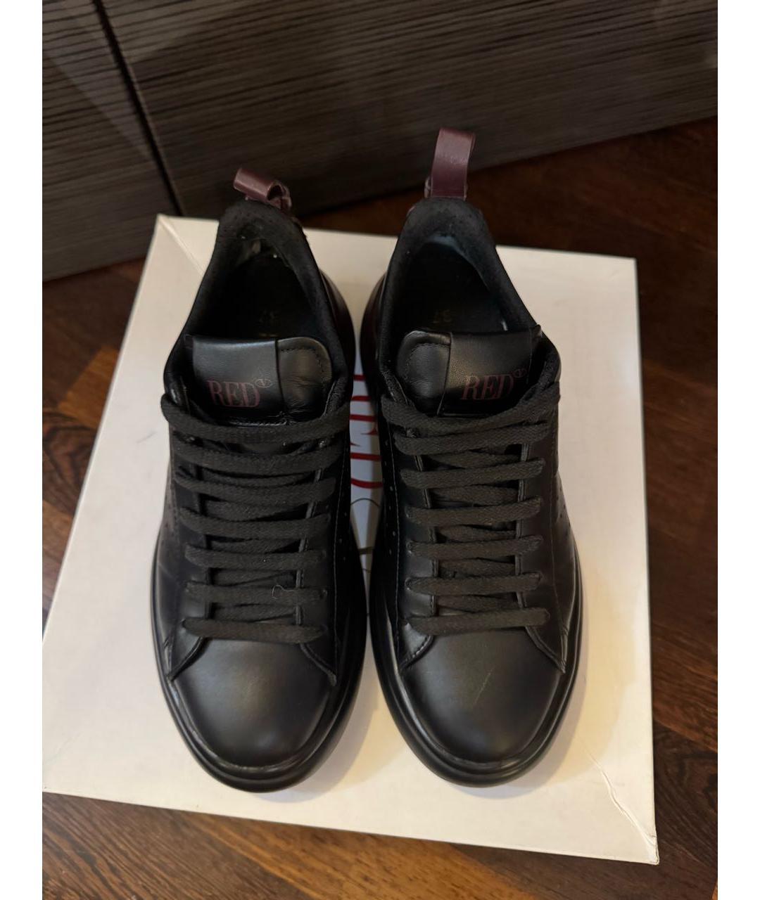 RED VALENTINO Черные кожаные кроссовки, фото 3