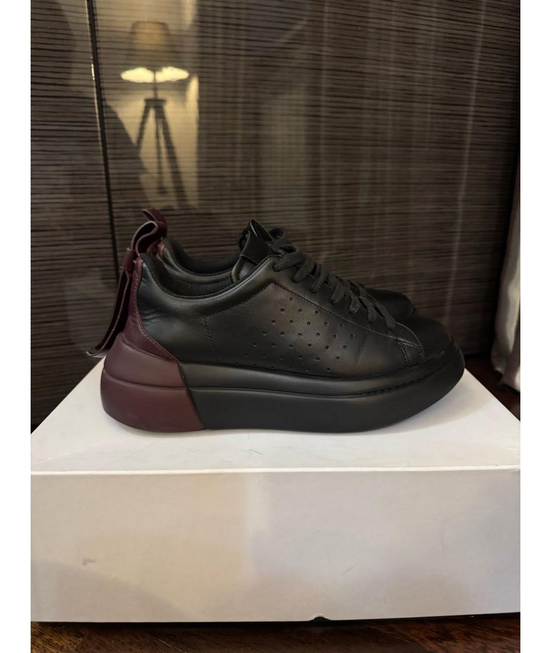 RED VALENTINO Черные кожаные кроссовки, фото 6