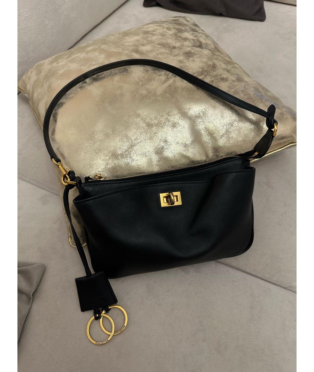 BALENCIAGA Черная кожаная сумка через плечо, фото 2
