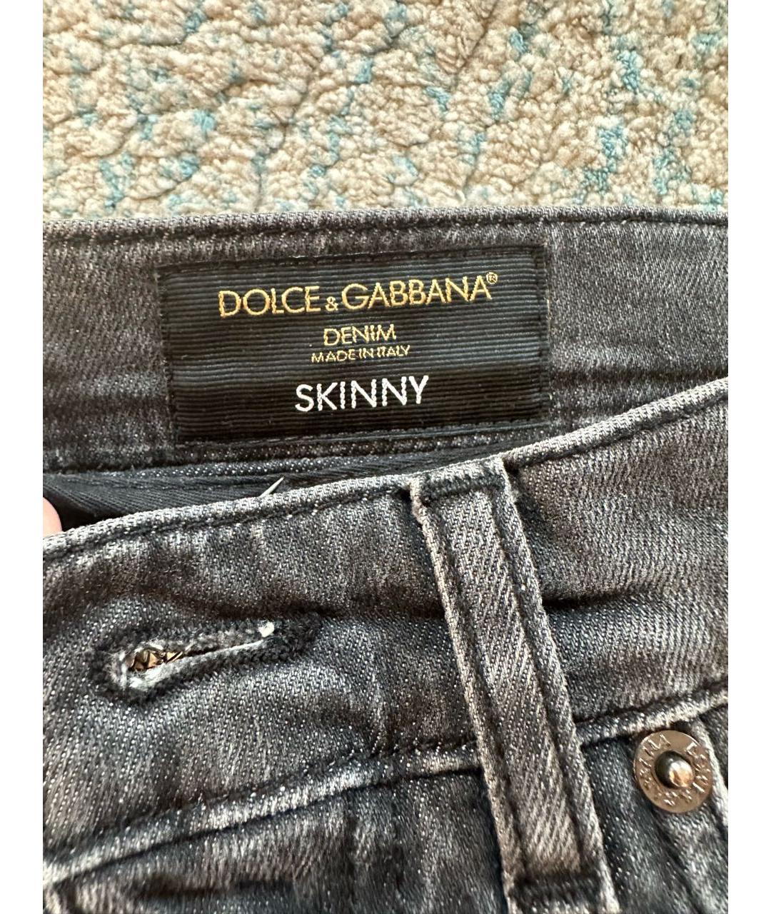 DOLCE&GABBANA Антрацитовые хлопко-эластановые джинсы скинни, фото 3